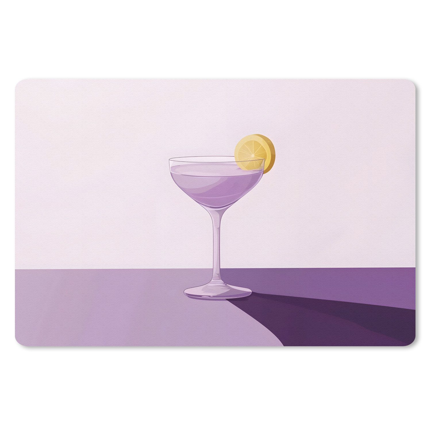 MuchoWow Mauspad Cocktail - Lila - Minimalistisch - Zitrone (1-St), Mouse pad Klein, Gaming Deko, PC Zubehör, 27x18 cm