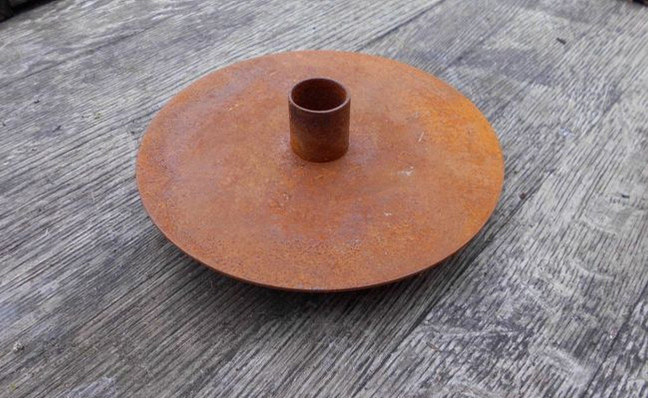 Deko-Impression Kerzenständer Massiver stilvoller Kerzenhalter Kerzenständer Eisen Rost D 15 cm (1 St)