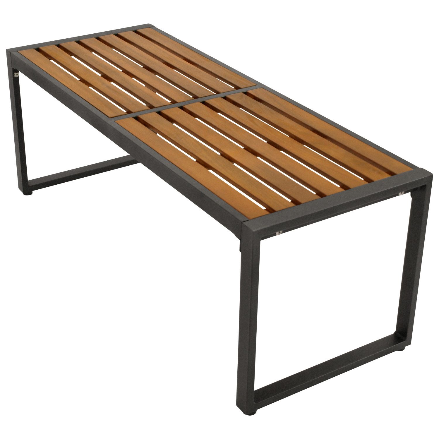 DEGAMO Gartenbank Hockerbank RAGUSA 2-sitzer (1-St), Metall anthrazit + Akazie geölt, modernes Design – Bild 5 von 5