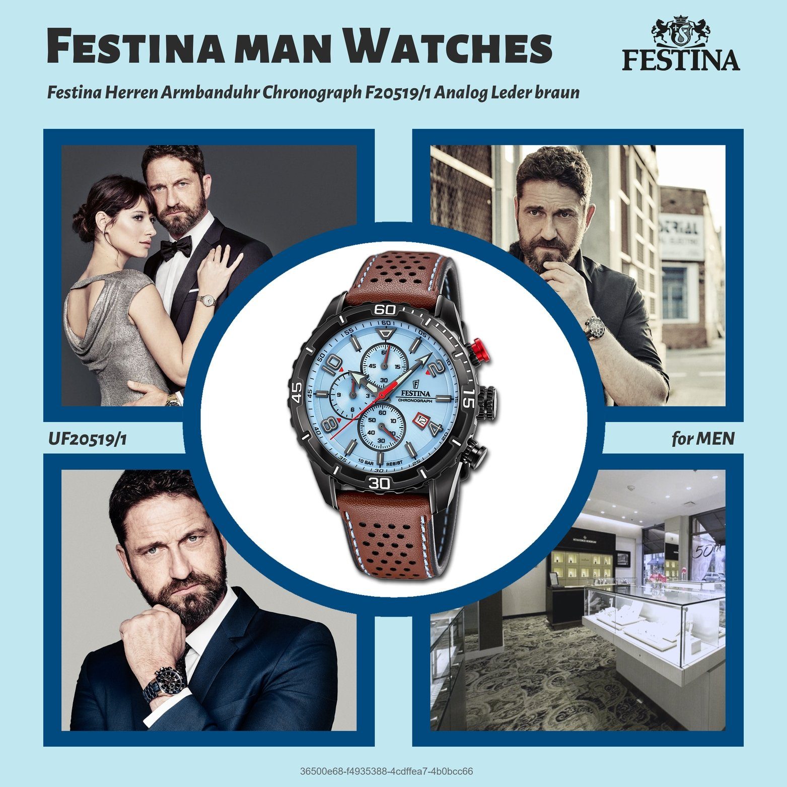 Festina Quarzuhr Festina Leder F20519/1, (ca. braun, Herren rund, groß 45mm) Lederarmband Uhr Herrenuhr