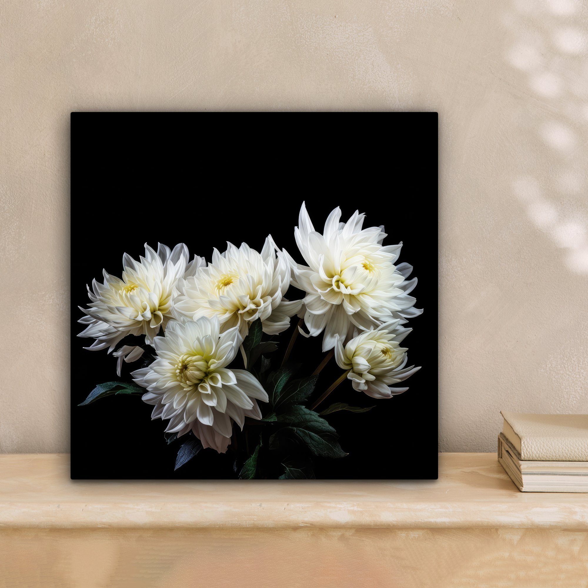 OneMillionCanvasses® Leinwandbild Blumen - Chrysantheme - Weiß - Natur - Botanisch, Fotodruck (1 St), Wandbild, Deko Schlafzimmer Wohnzimmer Flur 20x20 cm