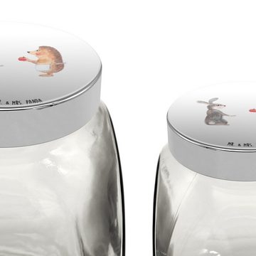 Mr. & Mrs. Panda Vorratsglas XL 2000ml Hase Igel - Weiß - Geschenk, Vorratsdose, lustige Sprüche, Premium Glas, (1-tlg), Hochwertiger Druck