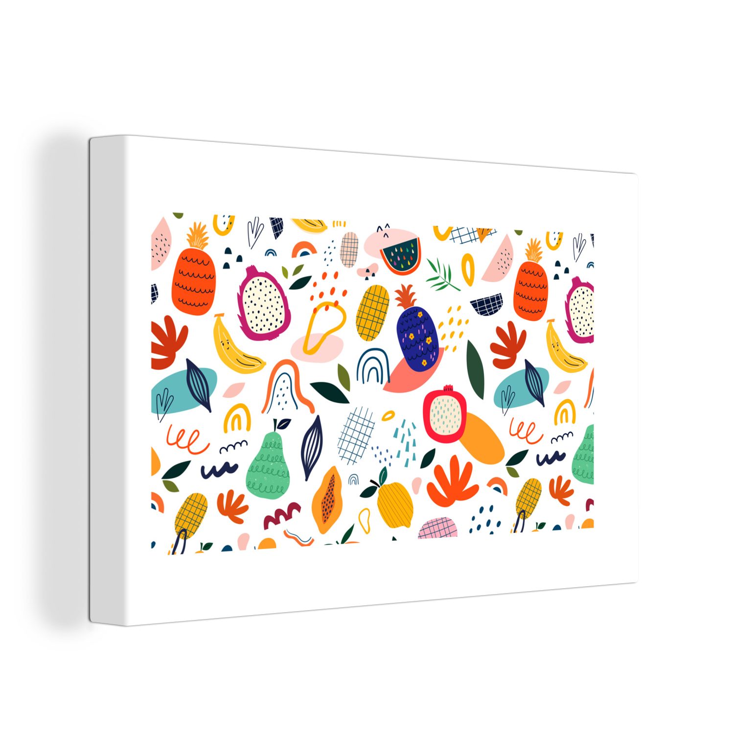 OneMillionCanvasses® Leinwandbild Obst - Weiß - Pastell - Pflanzen - Wassermelone, (1 St), Wandbild Leinwandbilder, Aufhängefertig, Wanddeko, 30x20 cm
