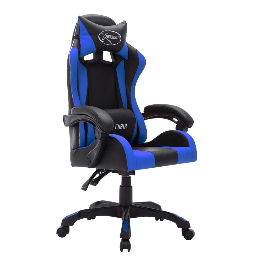 Kunstleder vidaXL Schwarz Blau mit St) und Blau Schwarz Gaming-Stuhl | Schwarz und (1 und RGB LED-Leuchten Blau Bürostuhl