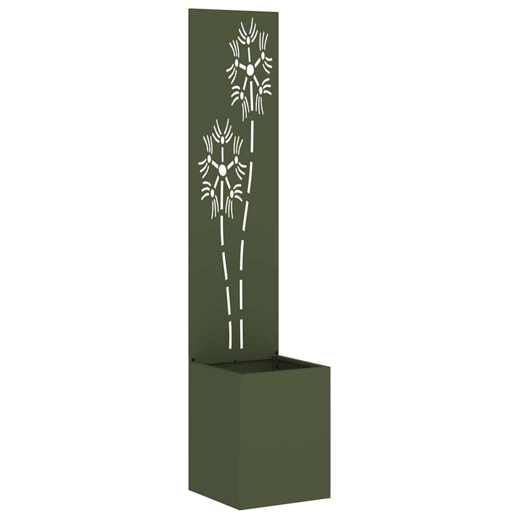 vidaXL Wandbild Garten Sichtschutz-Leinwand Floral Olivgrün 32 x 32 x 150 cm, (1 St)