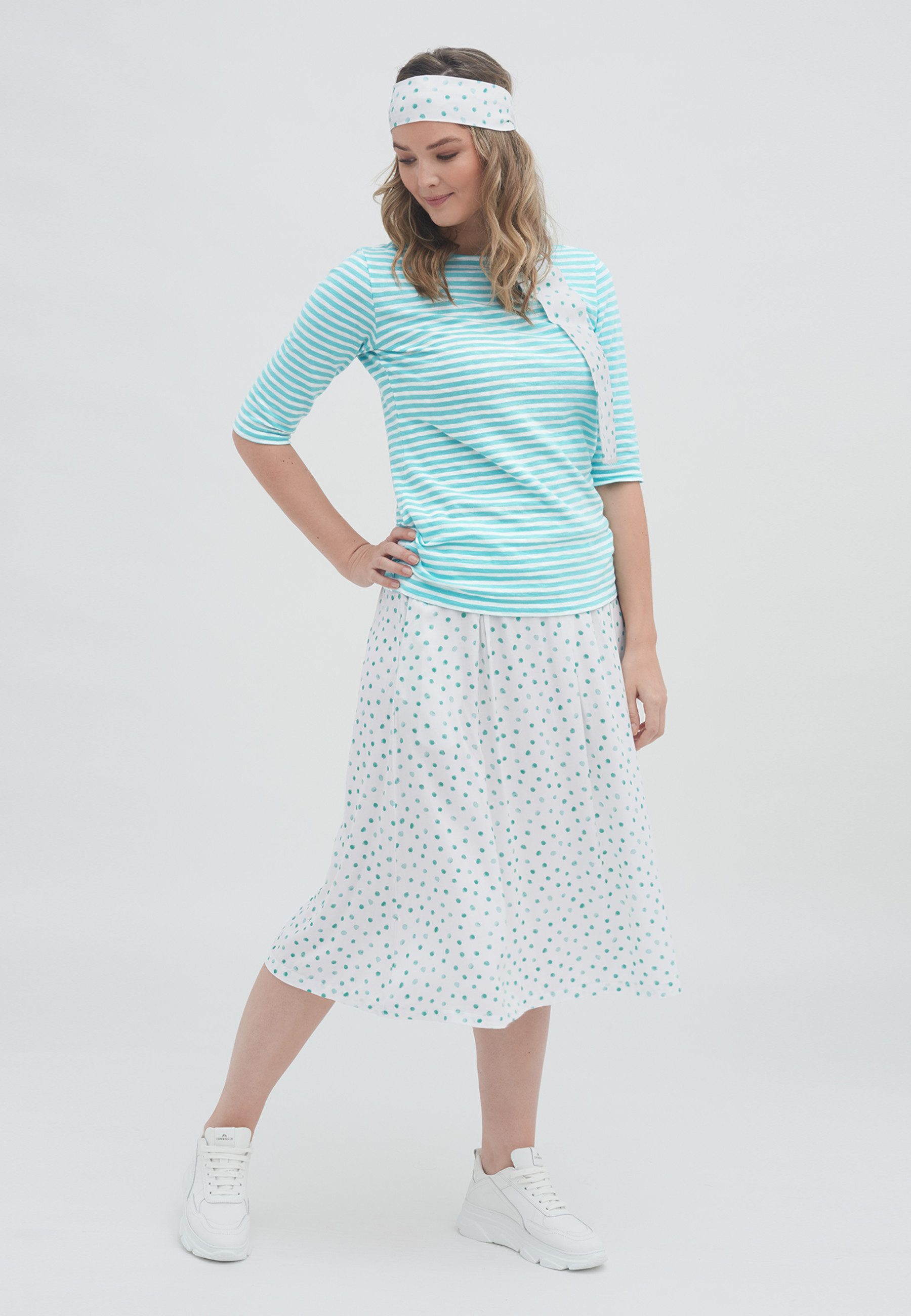 LIVING CRAFTS Sommerrock ORIETTA Leichter Rock aus seidig-sanftem ECOVEROTM Twill-Stoff -	Elastische...