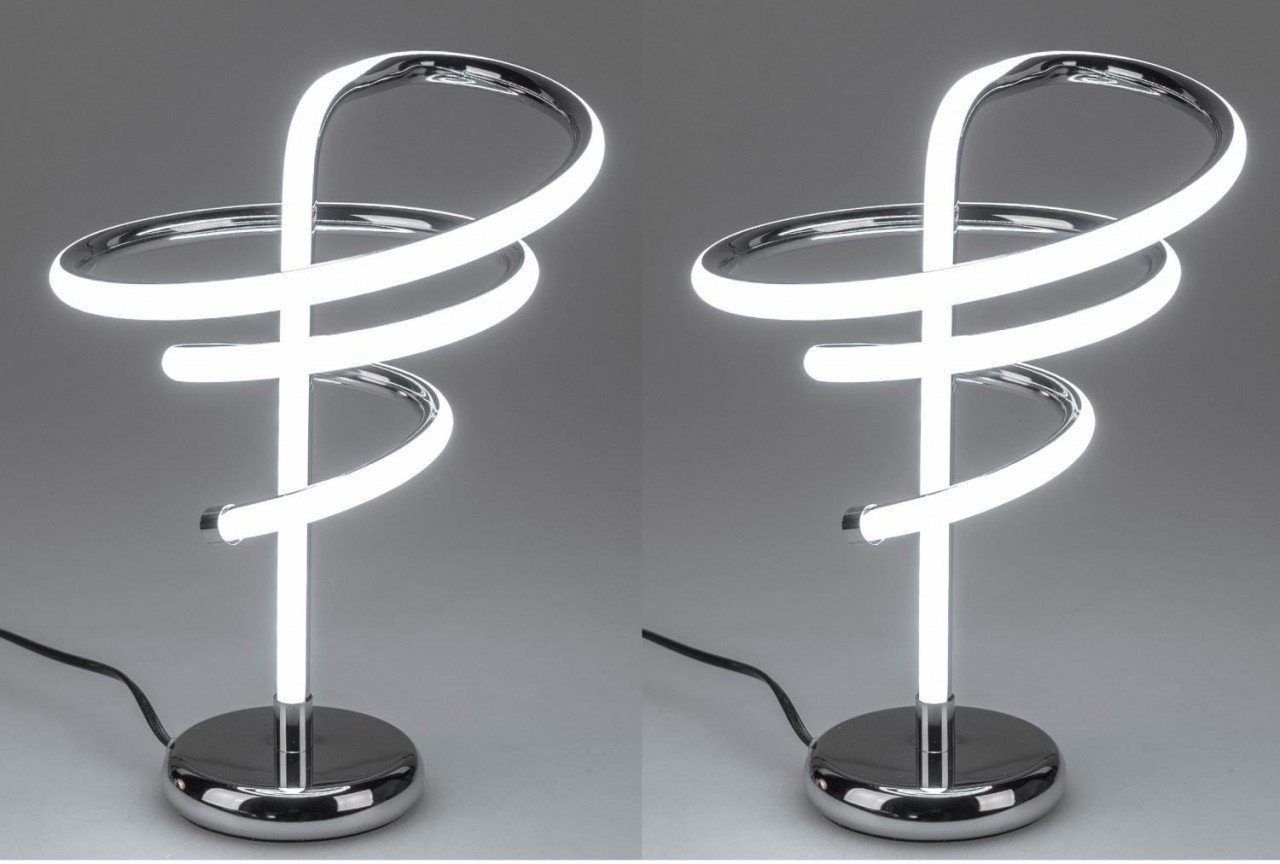 formano Tischleuchte LED Lichtband, Silber Metall H:33cm D:25cm