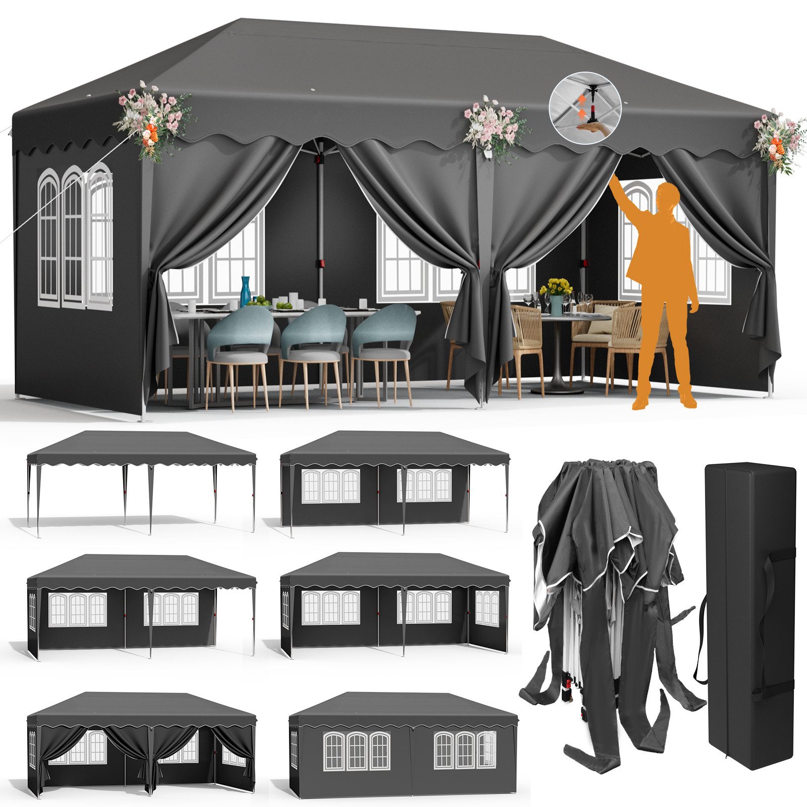 TLGREEN Faltpavillon Pavillon 3x6 mit 6 günstig online kaufen