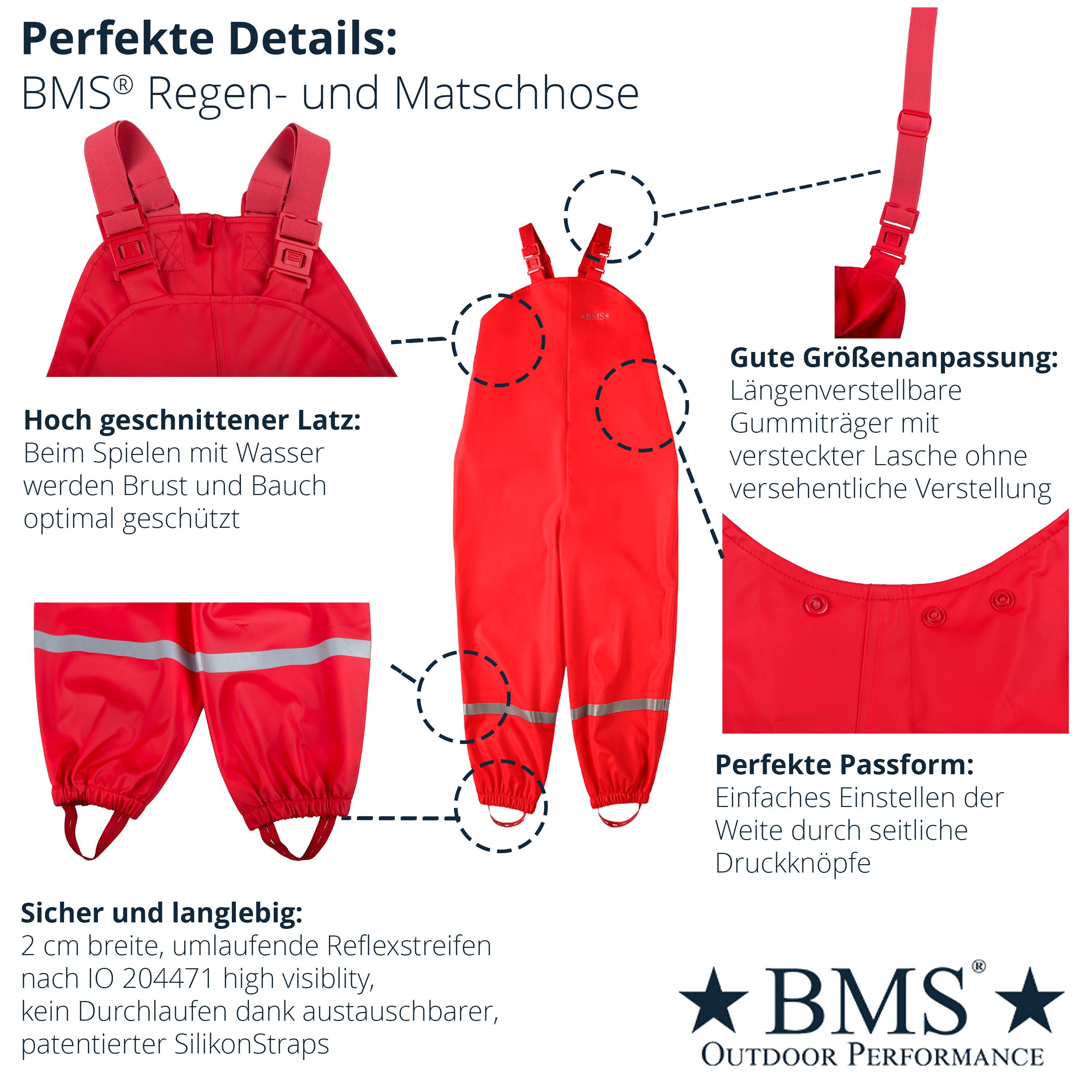 BMS Regen- und Matschlatzhose Räuberwald 100% wasserdichte Regenlatzhose OekoTex zertifiziert
