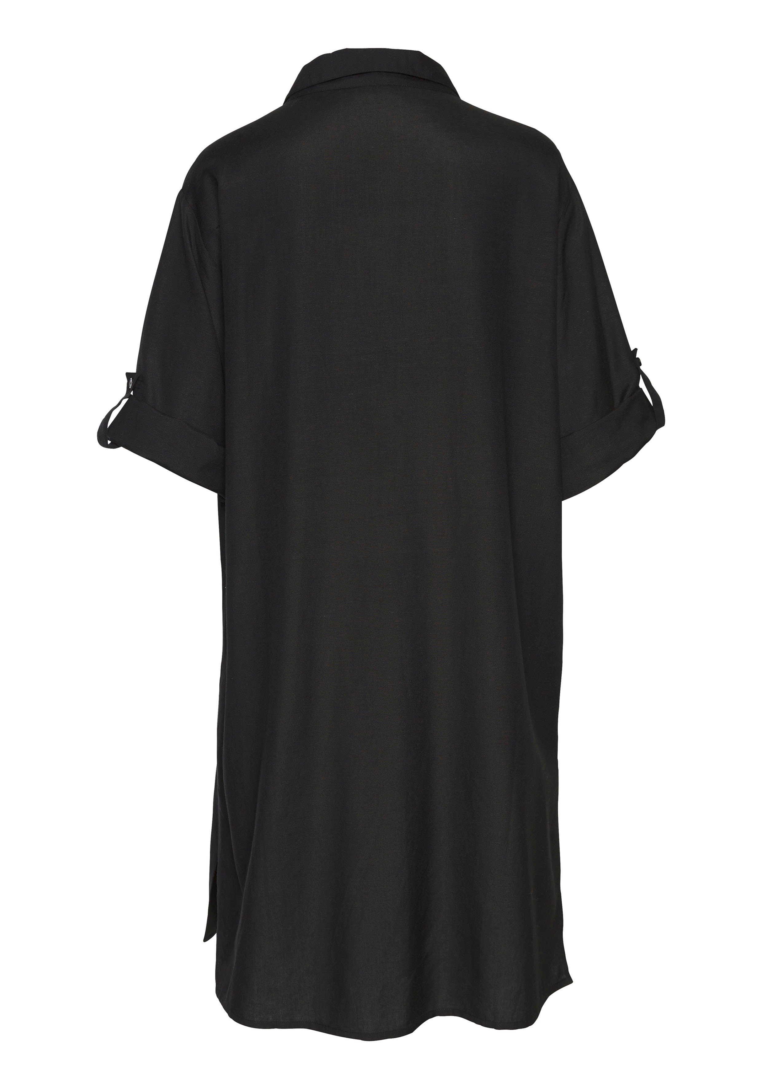 LASCANA Longbluse aus leichter Webware mit Leinenanteil, luftiges Blusenkleid