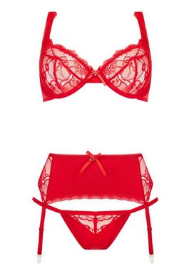 Besired Set: Bügel-BH Marzia 3 tlg. Dessous-Set: BH, String und Strumpfhalter - rot