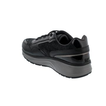 Joya Tina II Black Sneaker, Full GraiLeather/ Velour, / Textile, Active-Soh Schnürschuh