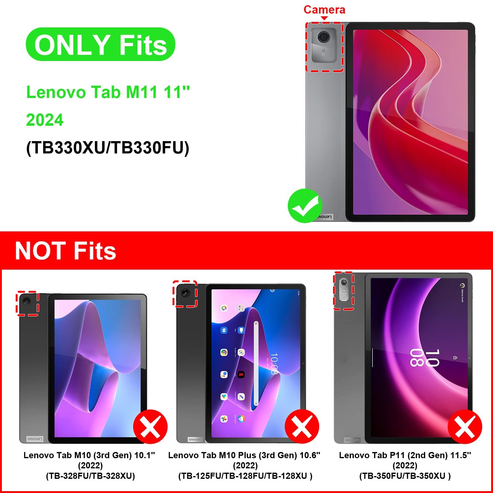 Fintie Tablet-Hülle mit Stifthalter für Lenovo Tab M11(TB330) 11 Zoll 2024, Stoßfest Hülle, mit transparenter Hartschale, Nicht für Lenovo Tab P11 11 Zoll