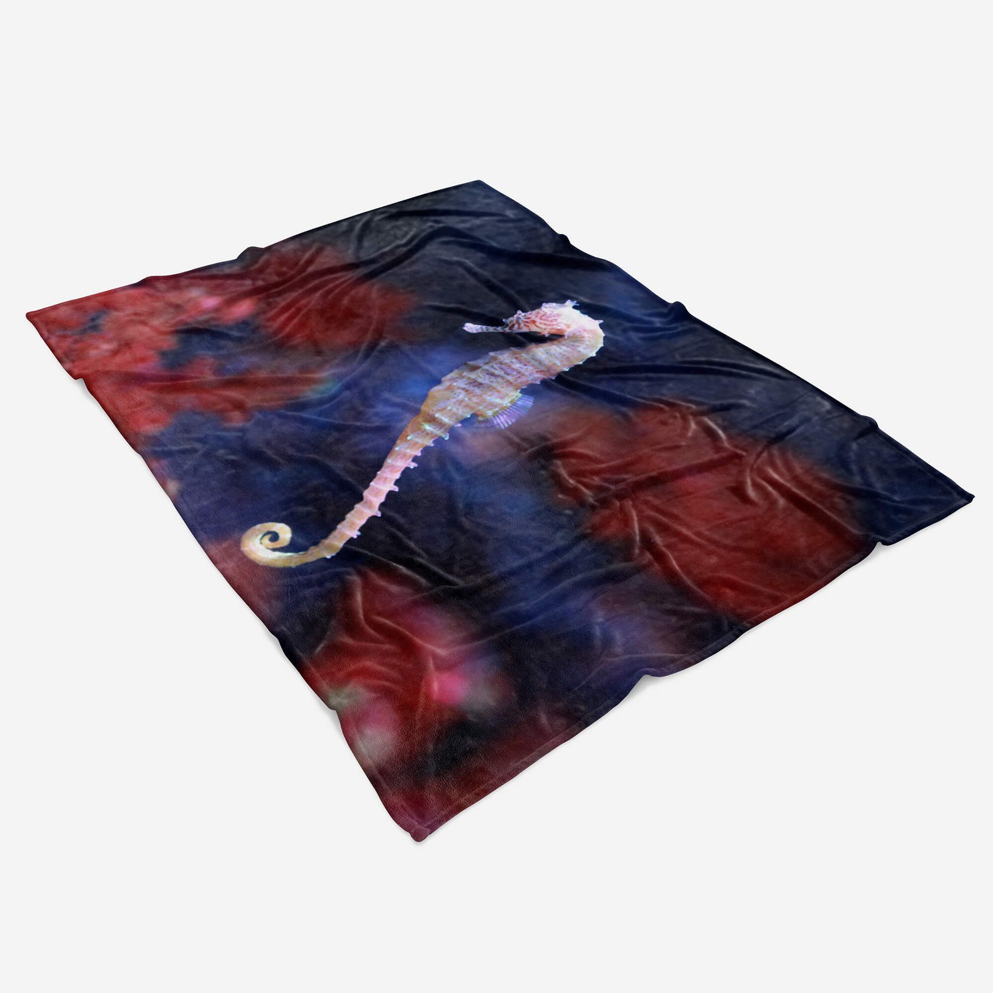 Handtuch Baumwolle-Polyester-Mix Handtücher mit unter, Strandhandtuch Seepferdchen (1-St), Sinus Handtuch Tiermotiv Kuscheldecke Art Saunatuch