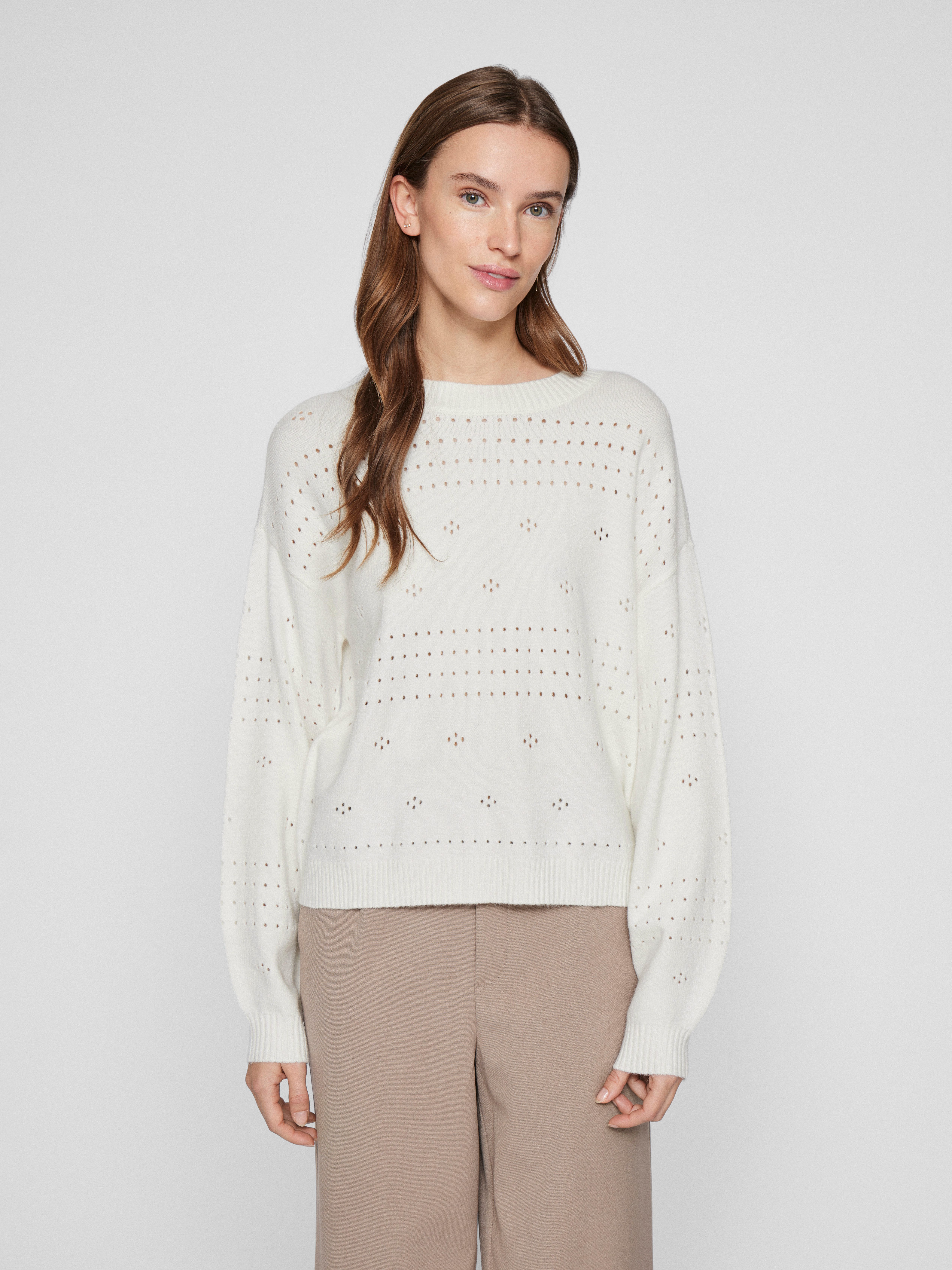 Vila Rundhalspullover VIRIL L/S O-NECK POINTELLE günstig online kaufen