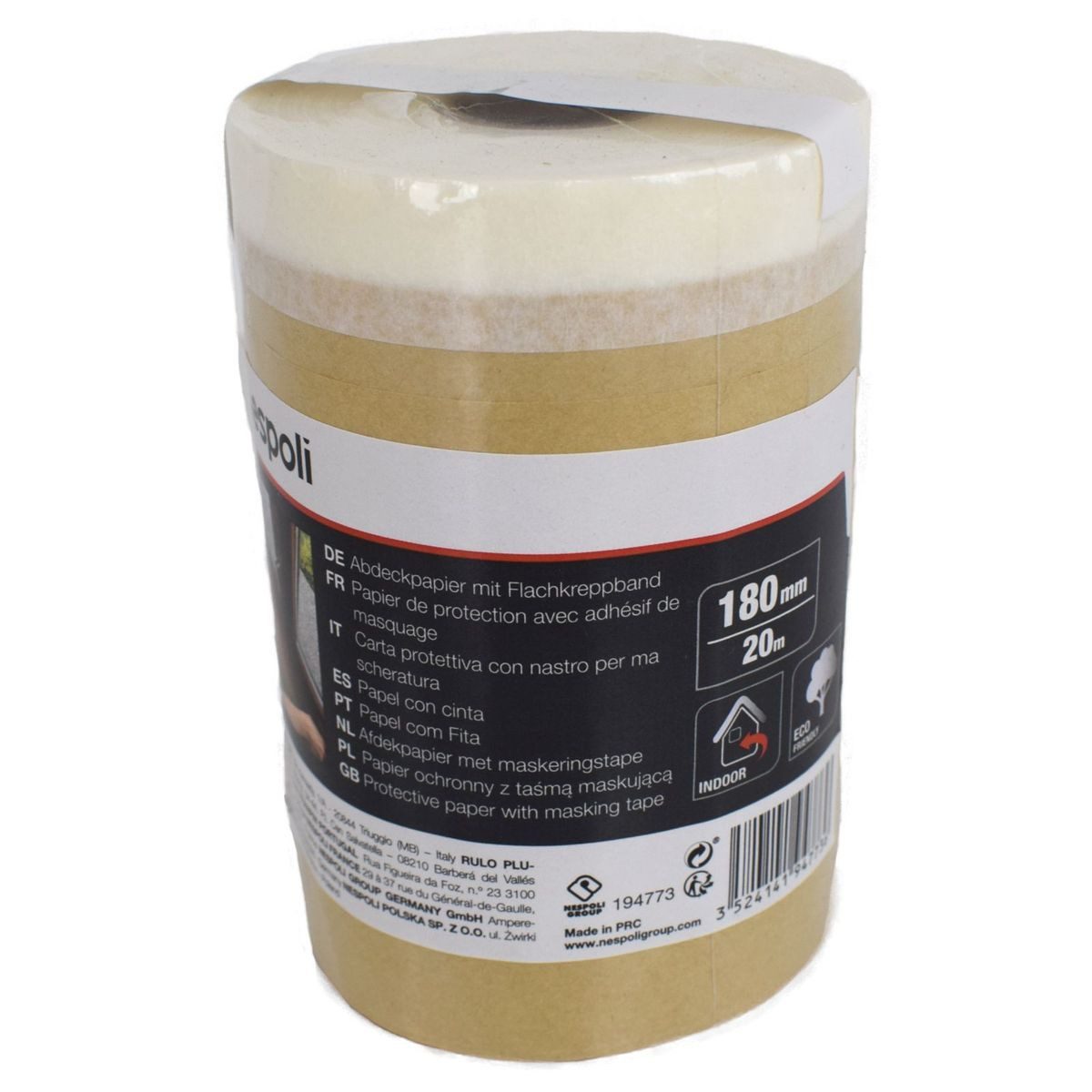 Color Expert Klebeband Abdeckpapier mit Flachkreppband Rolle 20m Naturkautschuk
