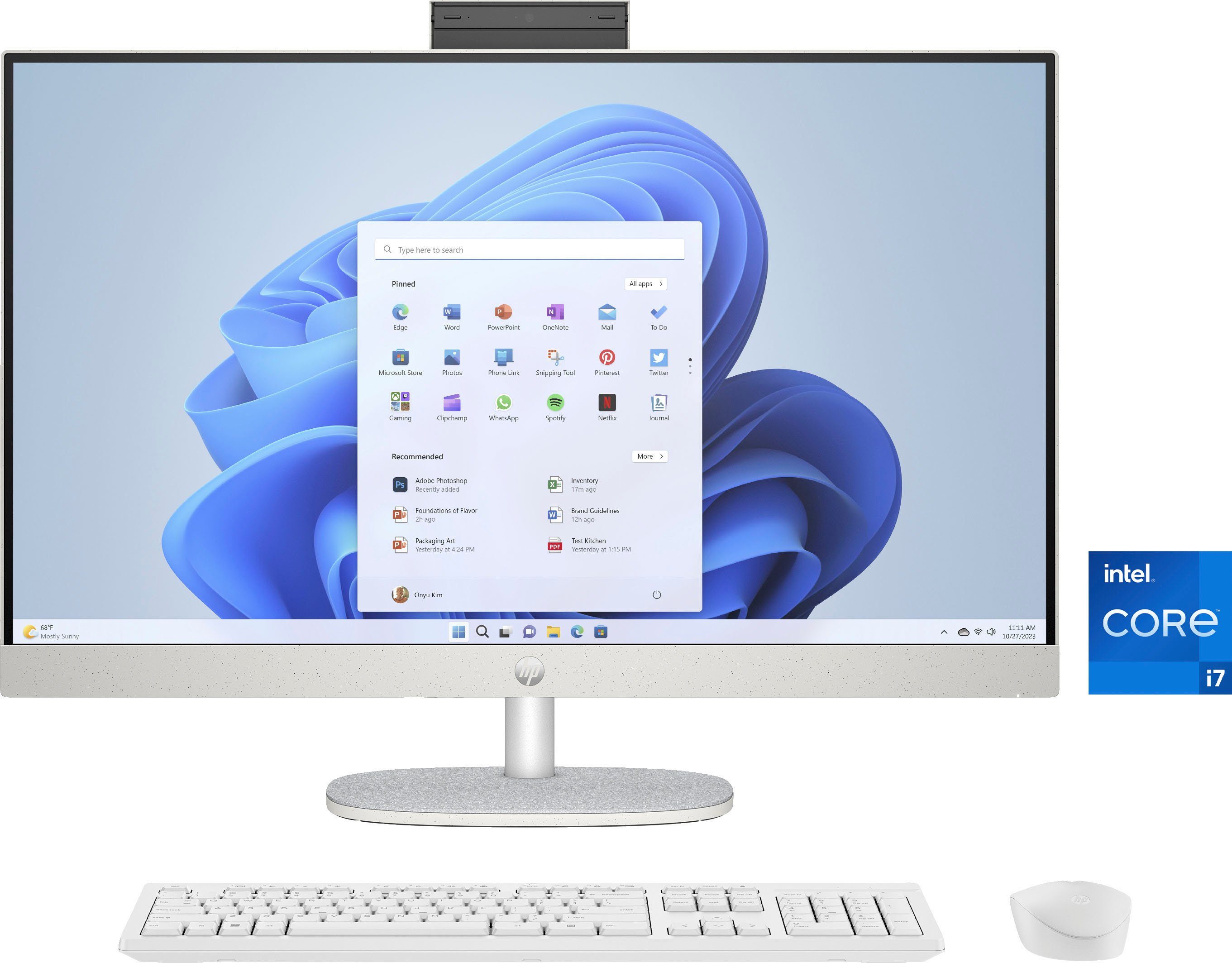 HP 27-cr0008ng All-in-One PC (27 Zoll, Intel Core i7 1355U, Iris Xe Graphics, 16 GB RAM, 1000 GB SSD)