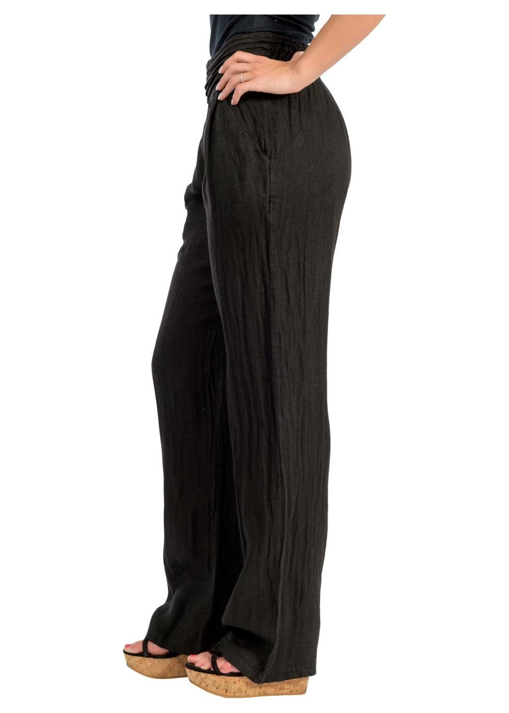 malito more than fashion Leinenhose malito Damen Hose aus Leinen 2727 bequemer und breiter Gummizug