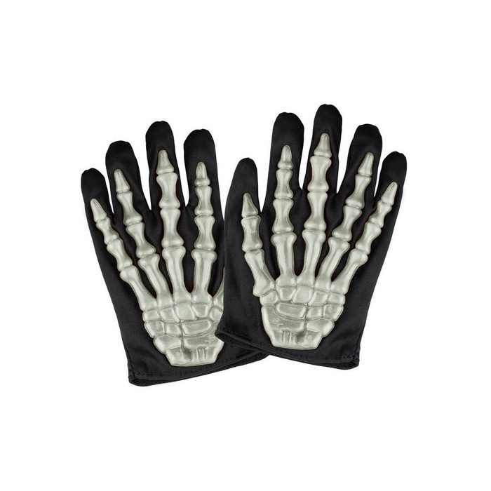 Widdmann Kostüm Leuchtende Skeletthandschuhe Halloween-Handschuhe für Kinder die im Dunkeln leuchten TE10361