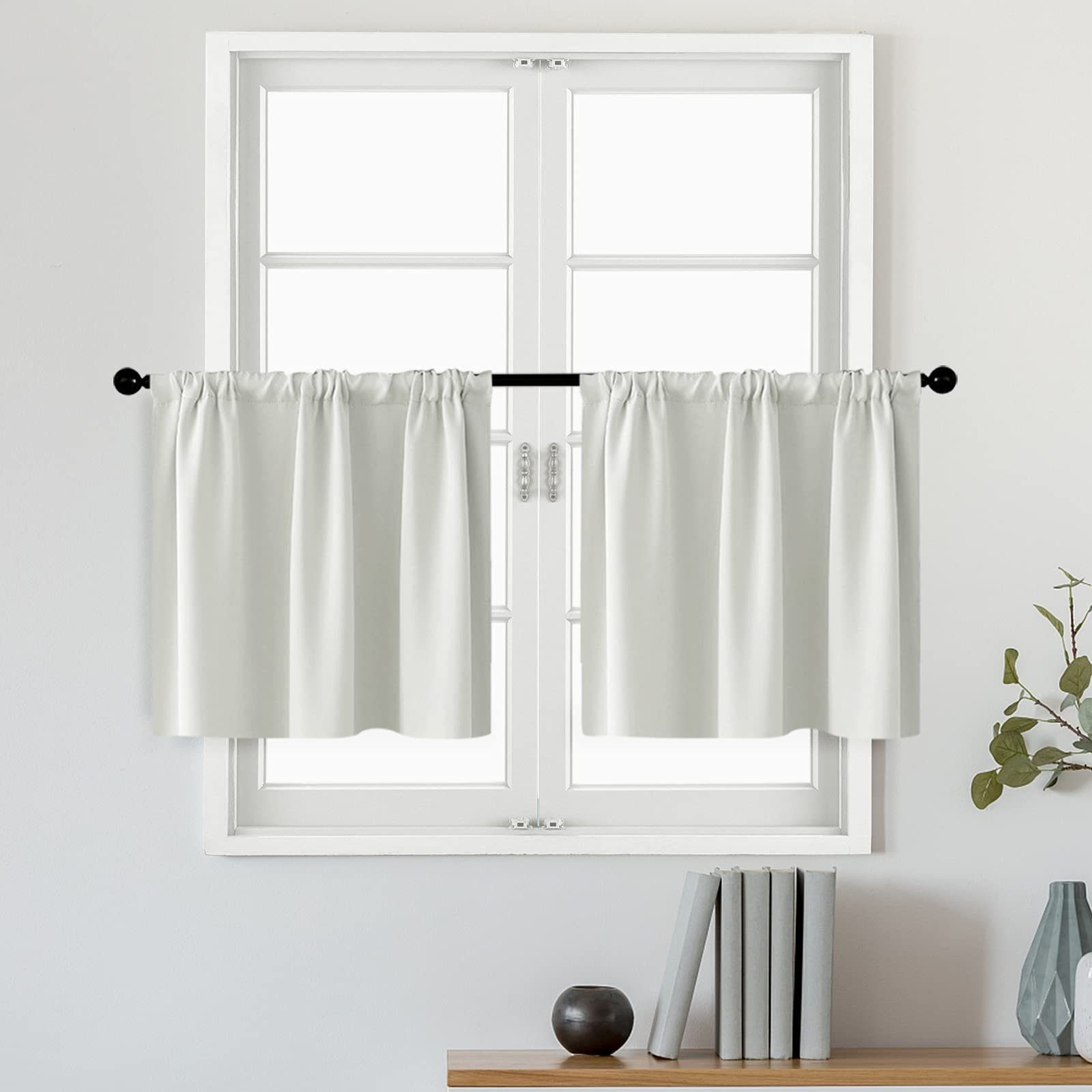 BYSURE Scheibengardine (2 St), Stangendurchzug, verdunkelnd, kurz Scheibengardine