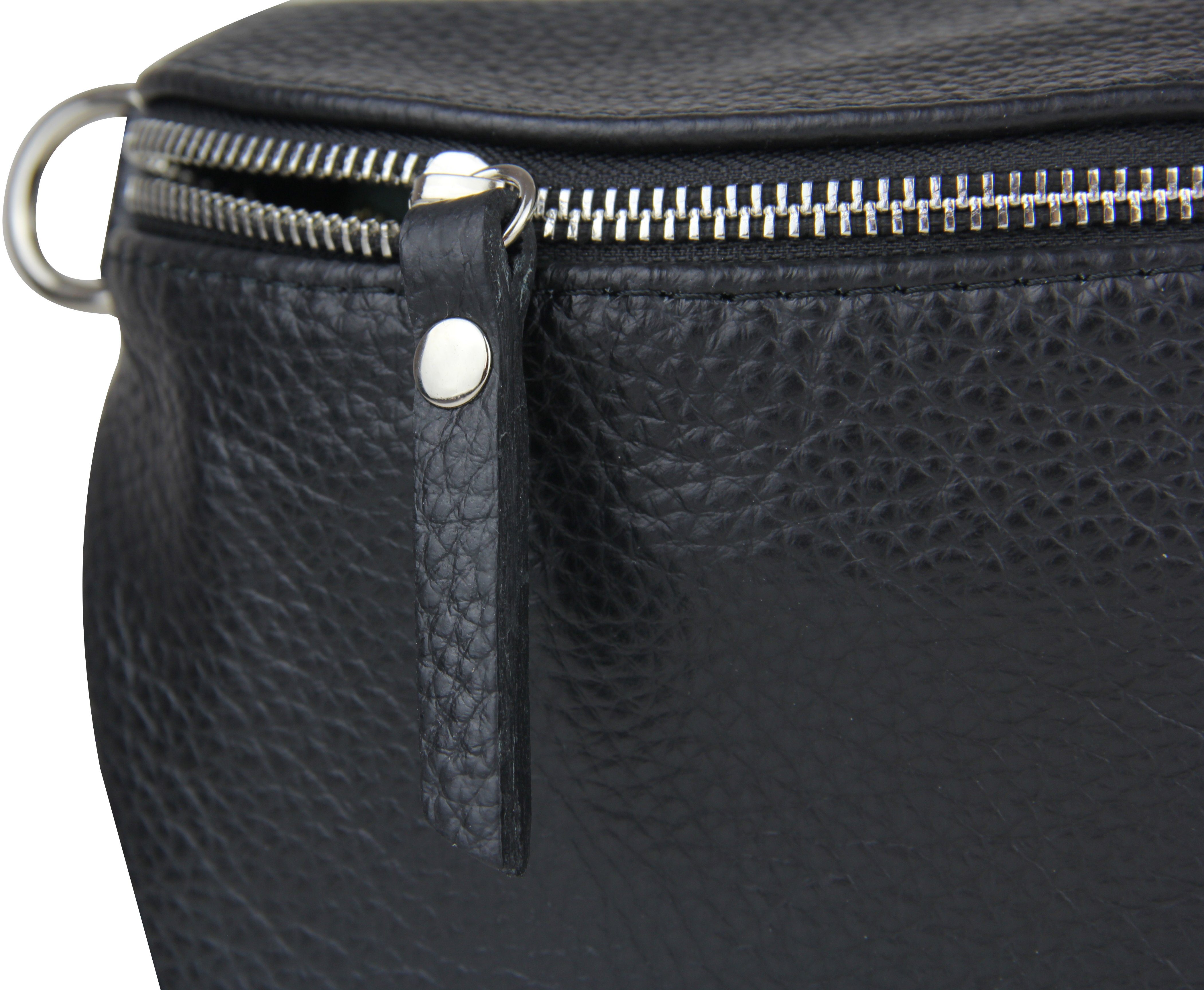Frentree Umhängetasche Damen aus Echtleder, Made in Italy, Crossbody Schulter/Bauchtasche, mit silbernem Reißverschluss, verstellbarer Schulterriemen, Größe Maxi