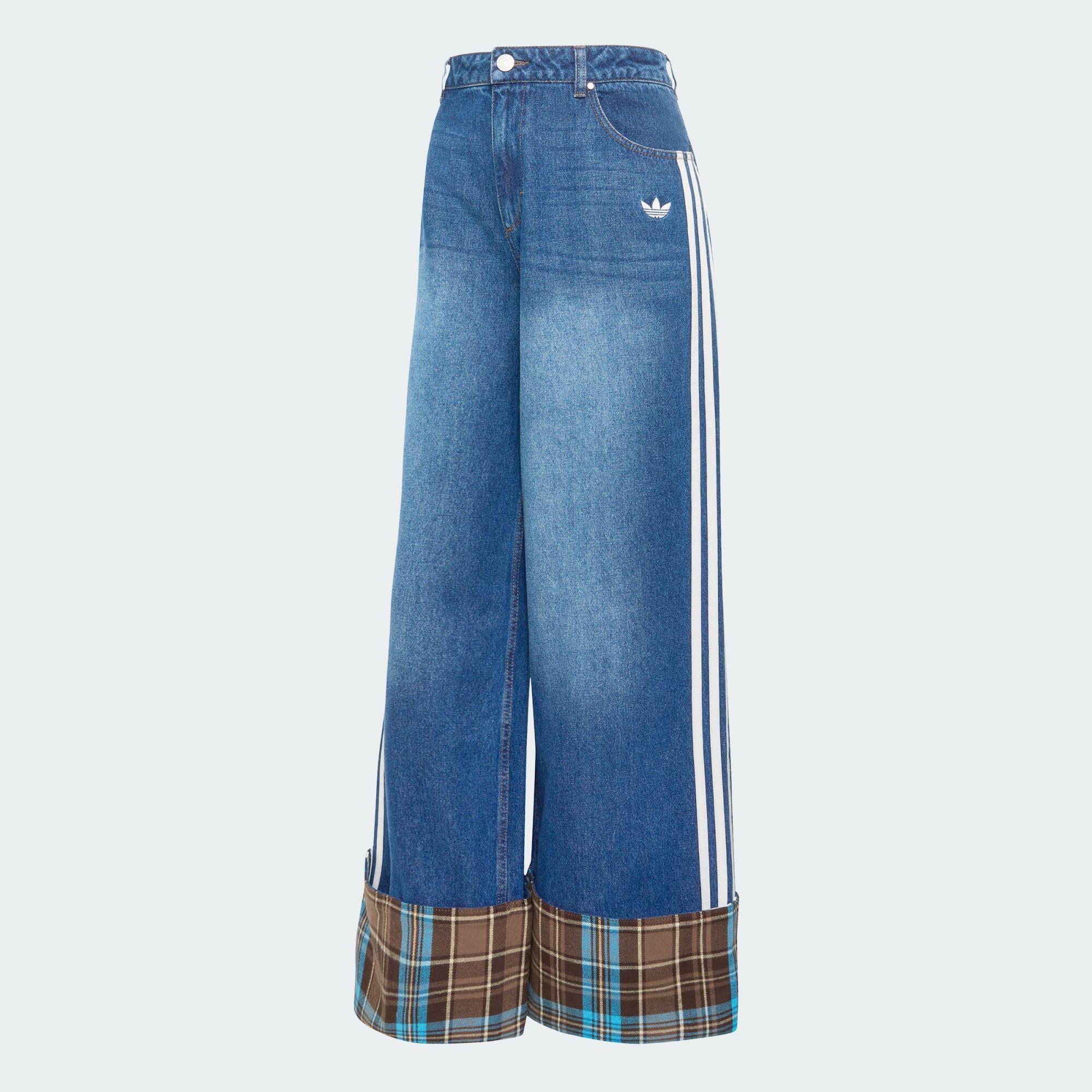 adidas Originals Loose-fit-Jeans VINTAGE WIDE LEG JEANS MIT KARIERTER NAHT (1-tlg)