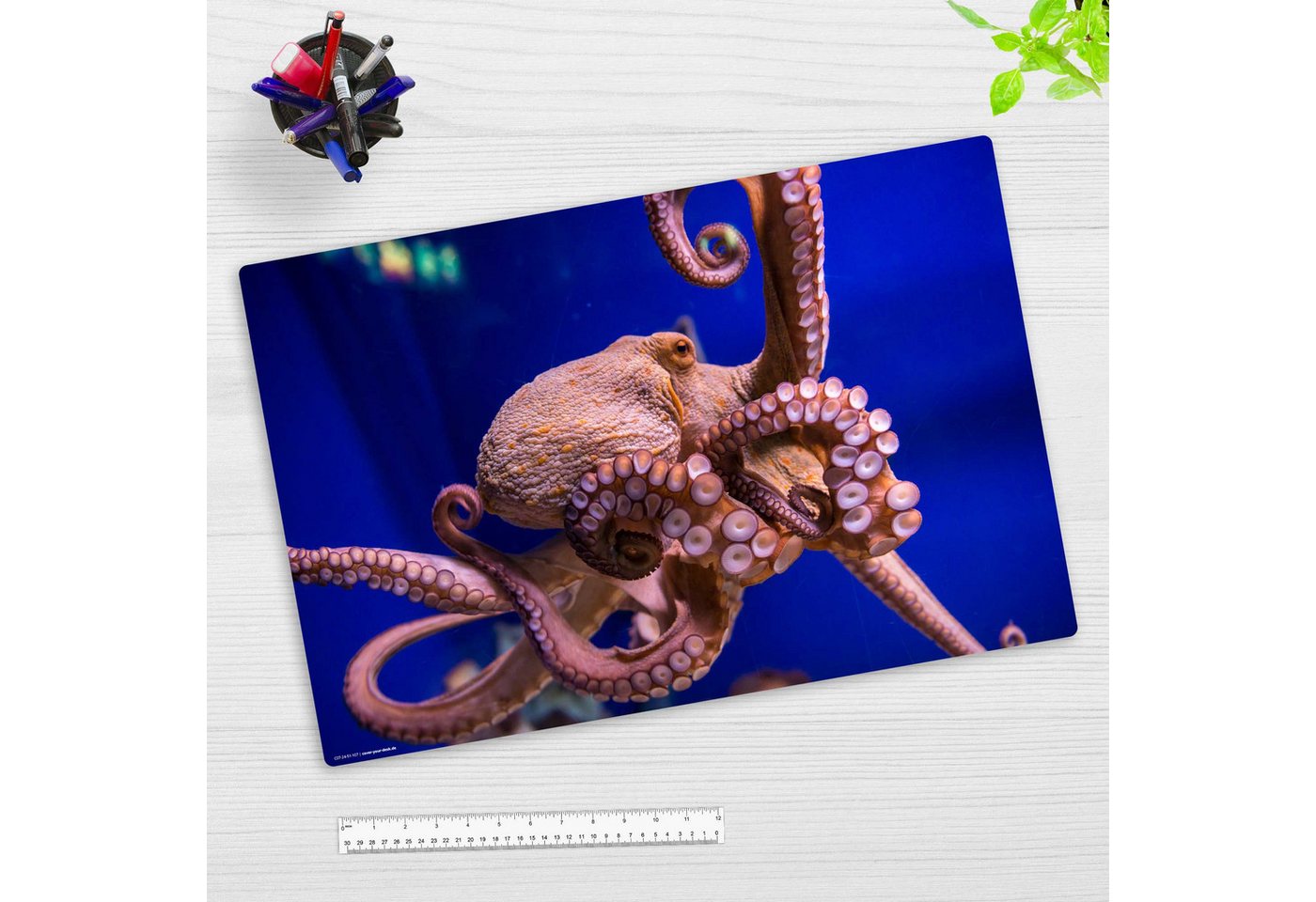 Thumbnail - cover-your-desk.de Schreibtischunterlage abwaschbar - Oktopus Tintenfisch - premium Vinyl - Made in Germany, (1 tlg)