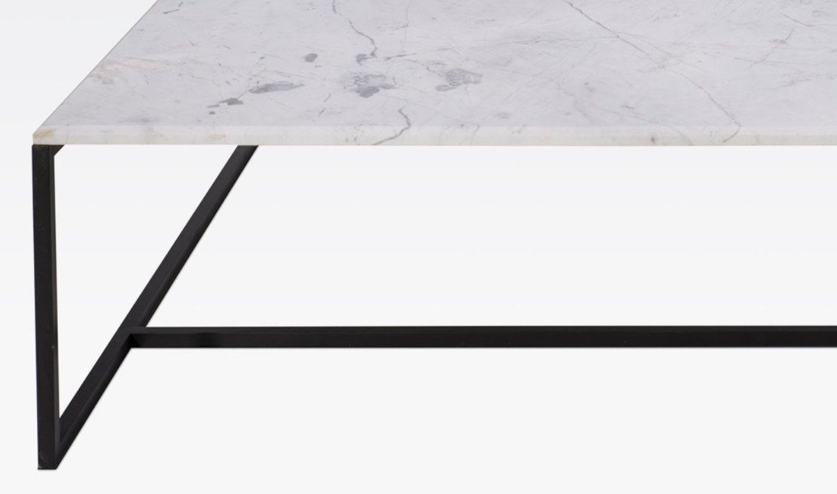 Casa Padrino Couchtisch Luxus H. x Luxus und / Couchtisch 120 x quadratischer Marmorplatte 120 Möbel Edelstahl 35 - mit Weiß Schwarz Carrara Gestell - cm Wohnzimmertisch Moderner
