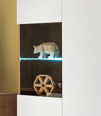 Furn.Design Wohnwand Helge, (in weiß und Eiche Riviera, 4-St., 324 x 160 cm), skandinavisches Design