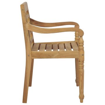 furnicato Gartenstuhl Batavia-Stühle mit Kissen 4 Stk. Massivholz Teak