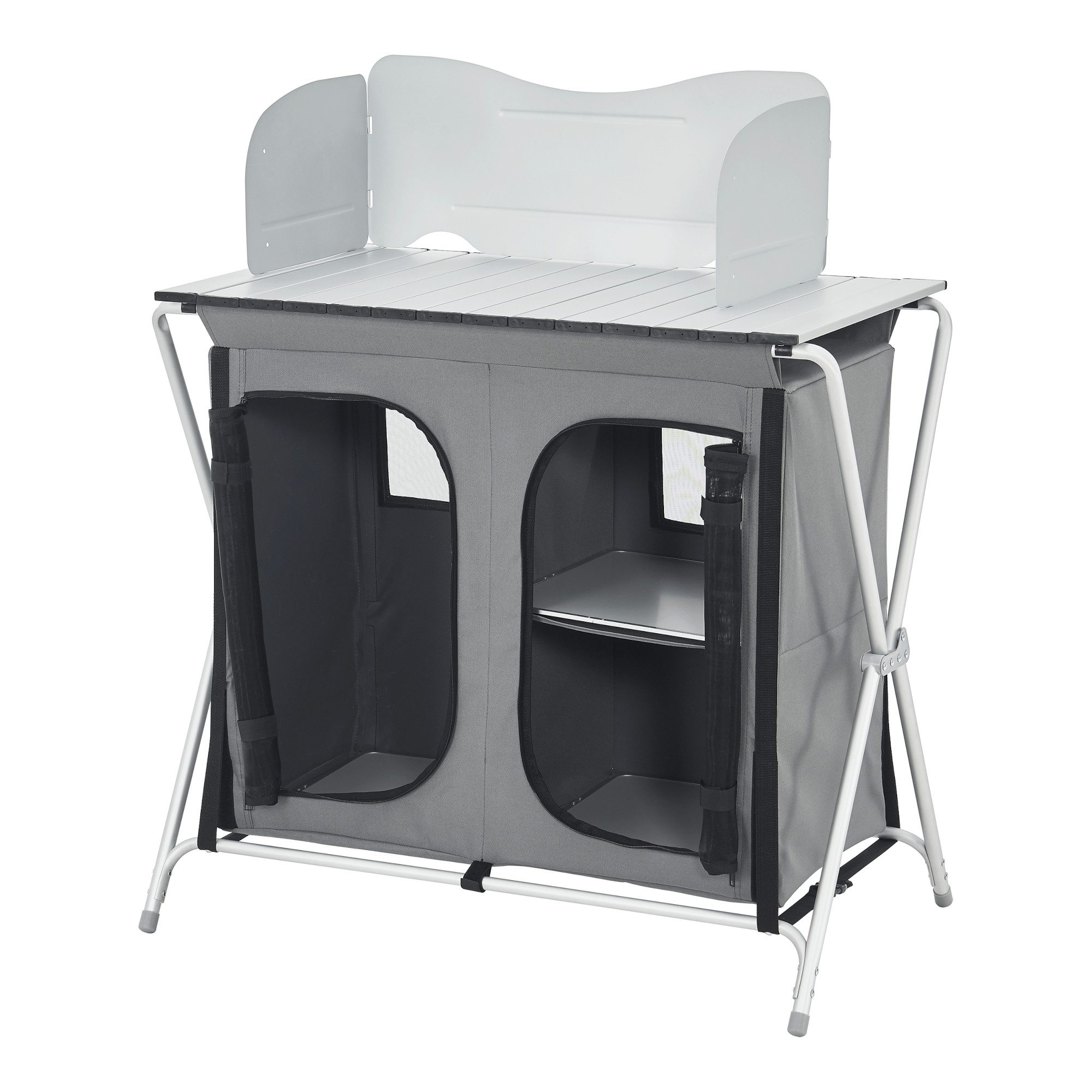 en.casa Campingtisch, Tullinge Campingküche 80x50,5x104,5 cm Dunkelgrau