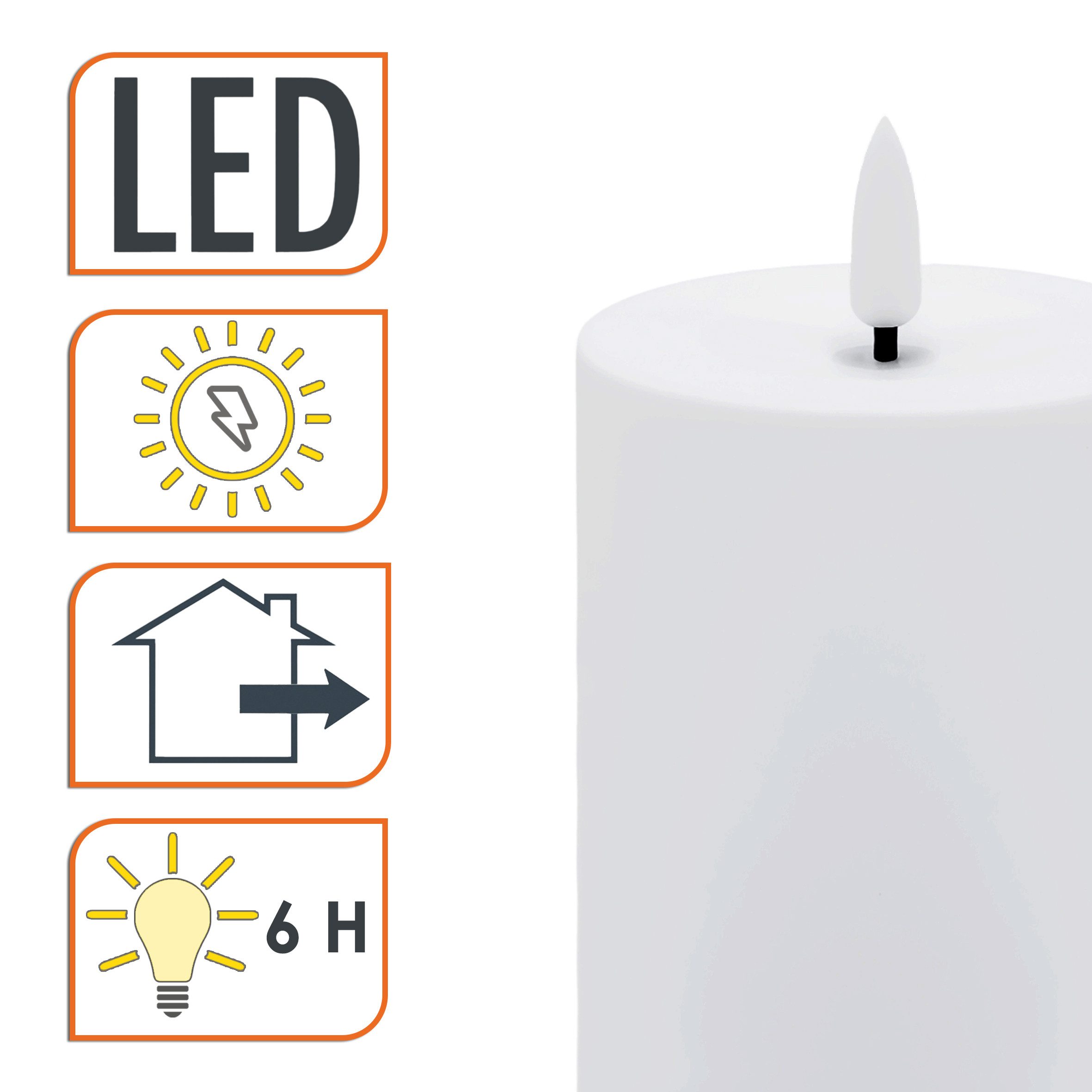 Spetebo LED-Kerze Solar LED Stumpenkerzen mit Flammen Effekt (Anzahl, 2-tlg., Stück), automatisches Einschalten