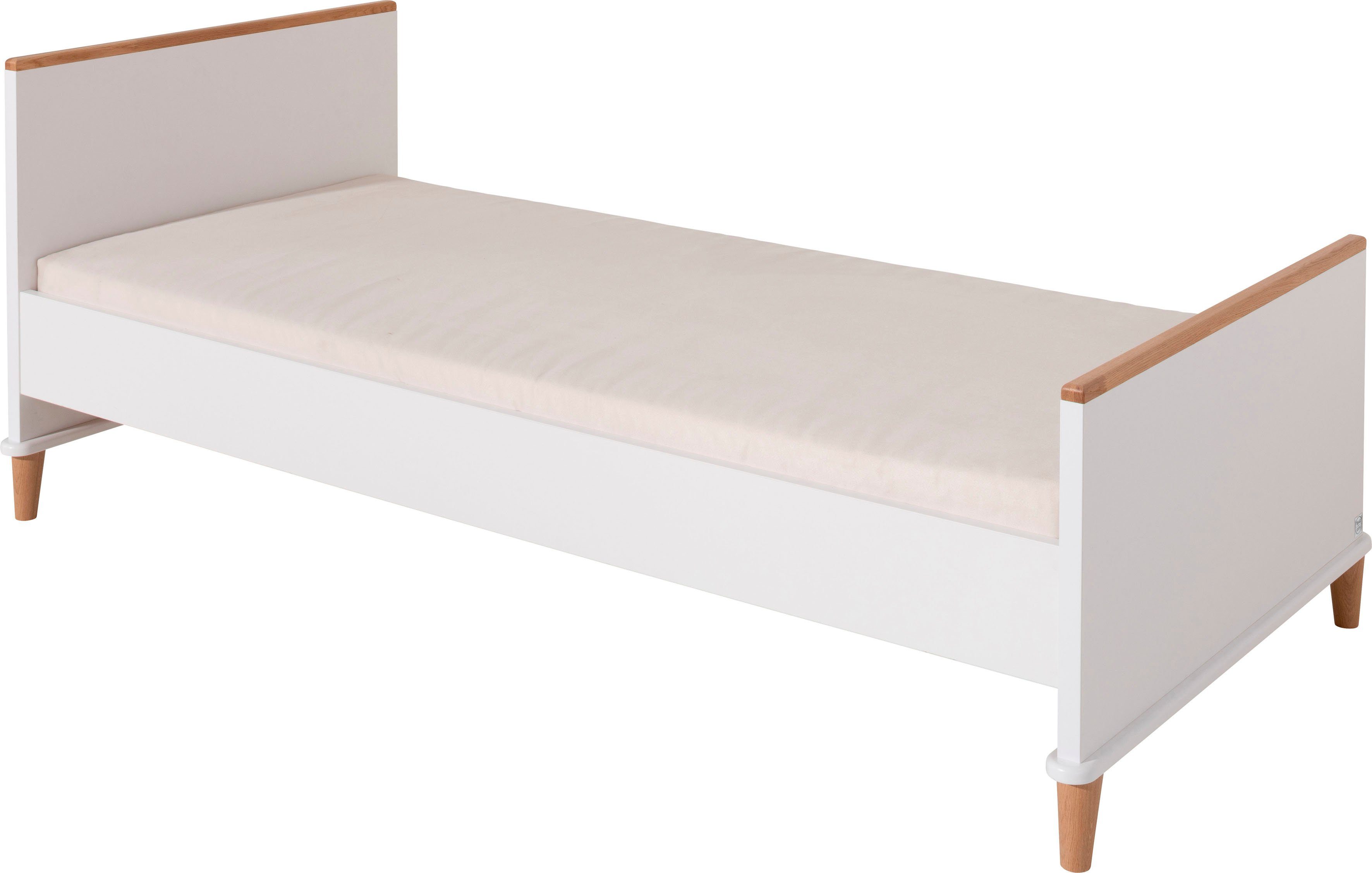 PAIDI Einzelbett LOTTE & FYNN Steiff by PAIDI, 90x200cm Jugendliege, Weiß mit Eiche Massivholz, stabiles und langlebiges Bett
