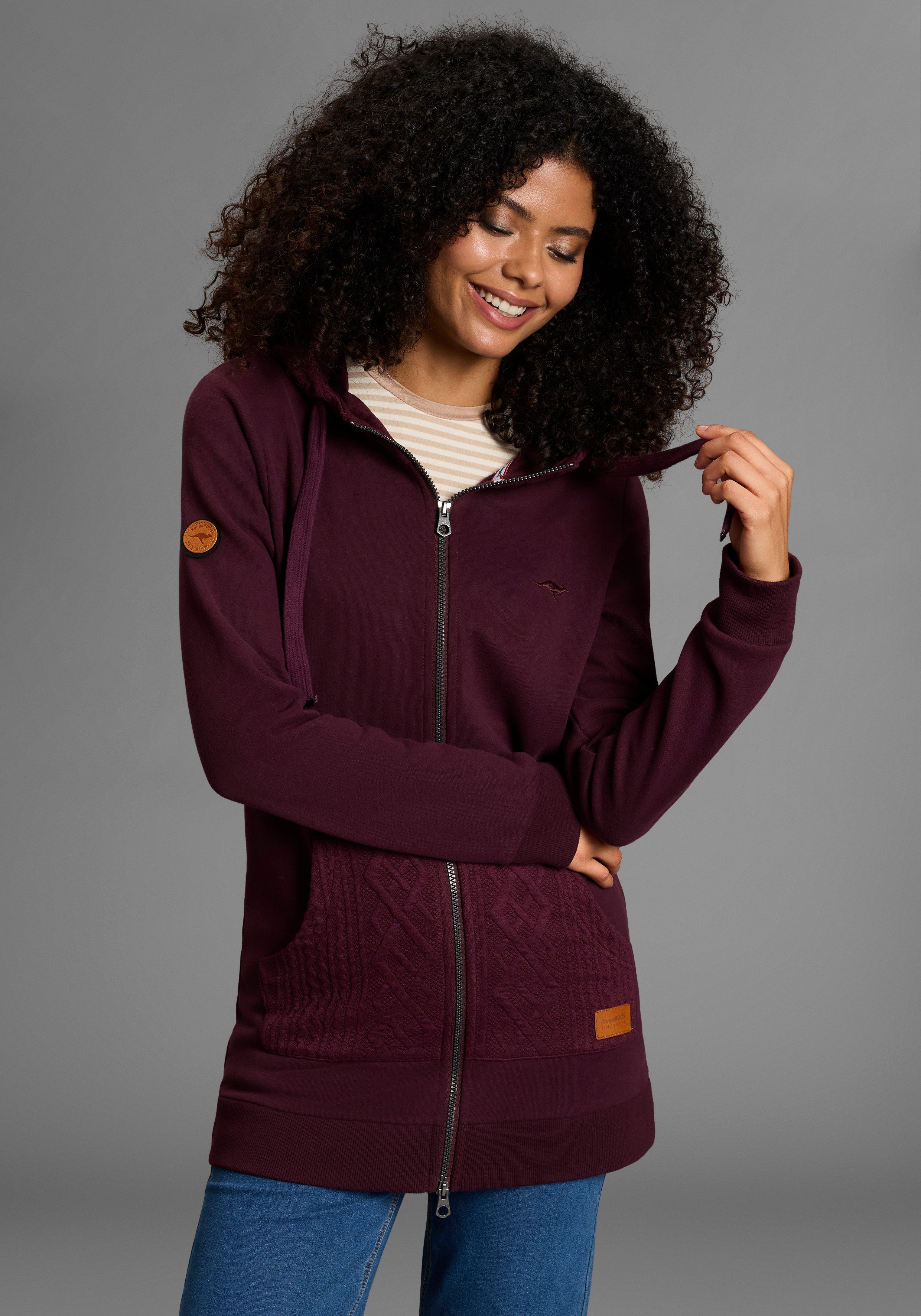 KangaROOS Kapuzensweatjacke mit Zopfmusterdetails günstig online kaufen