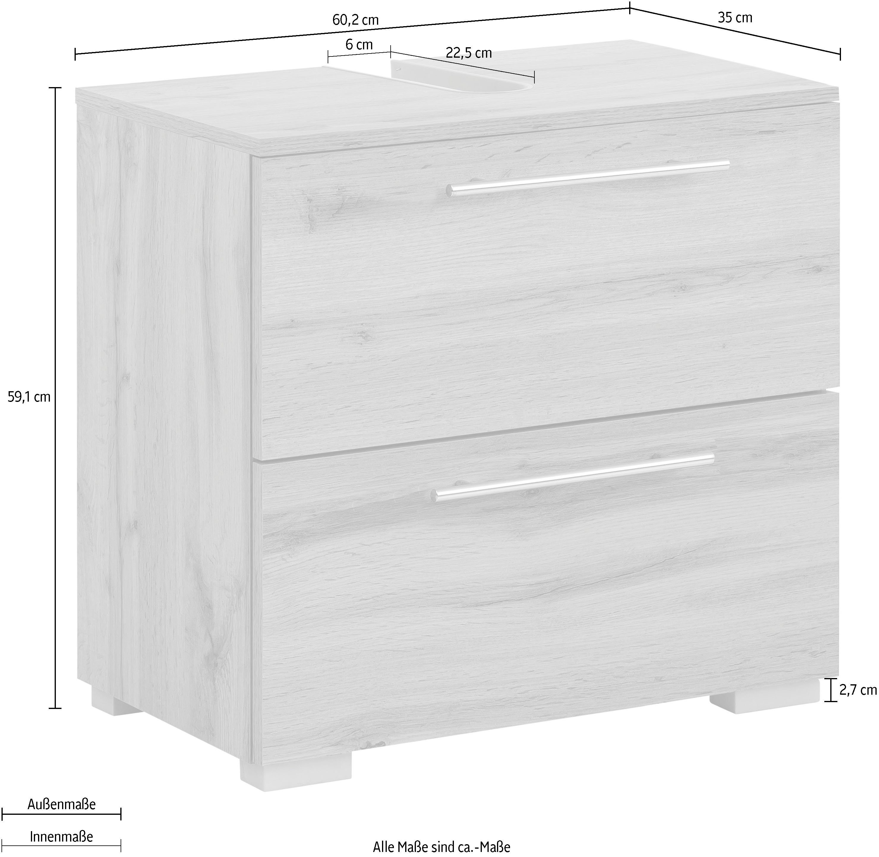 welltime Waschbeckenunterschrank Breite 60 cm