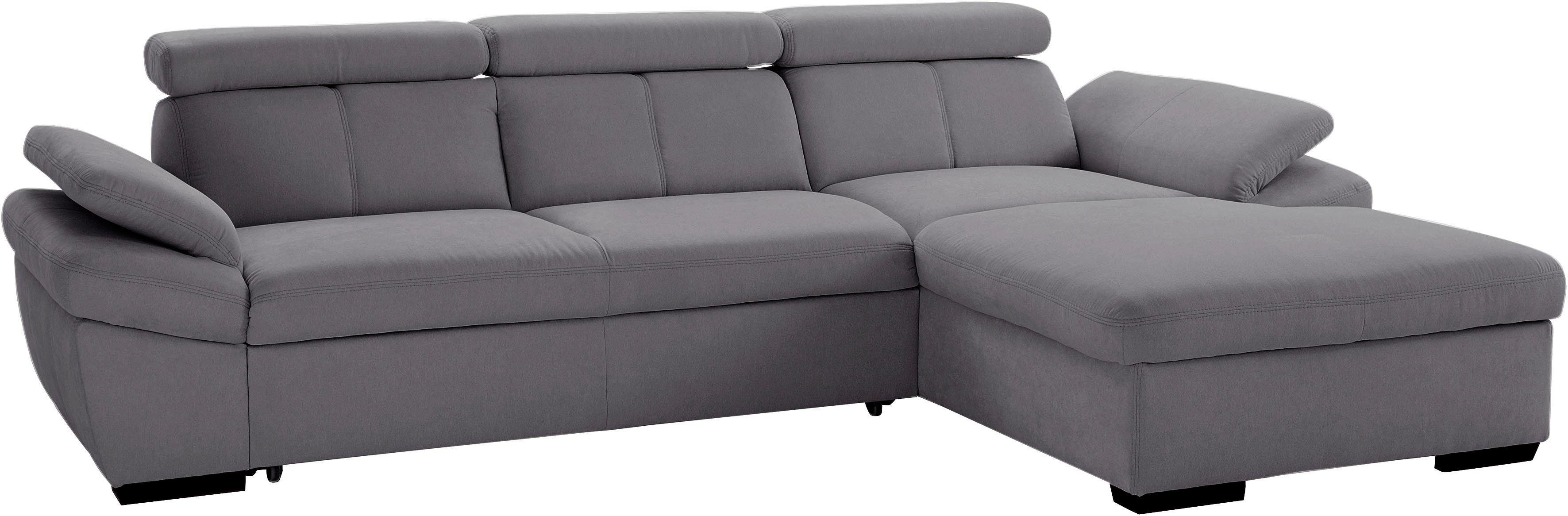 exxpo - sofa fashion Ecksofa Salerno, inkl. Arm-& Kopfteilverstellung, bequem, Breite 280cm, L-Form, wahlweise mit Bettfunktion und Bettkasten, tolle Detailverarbeitung