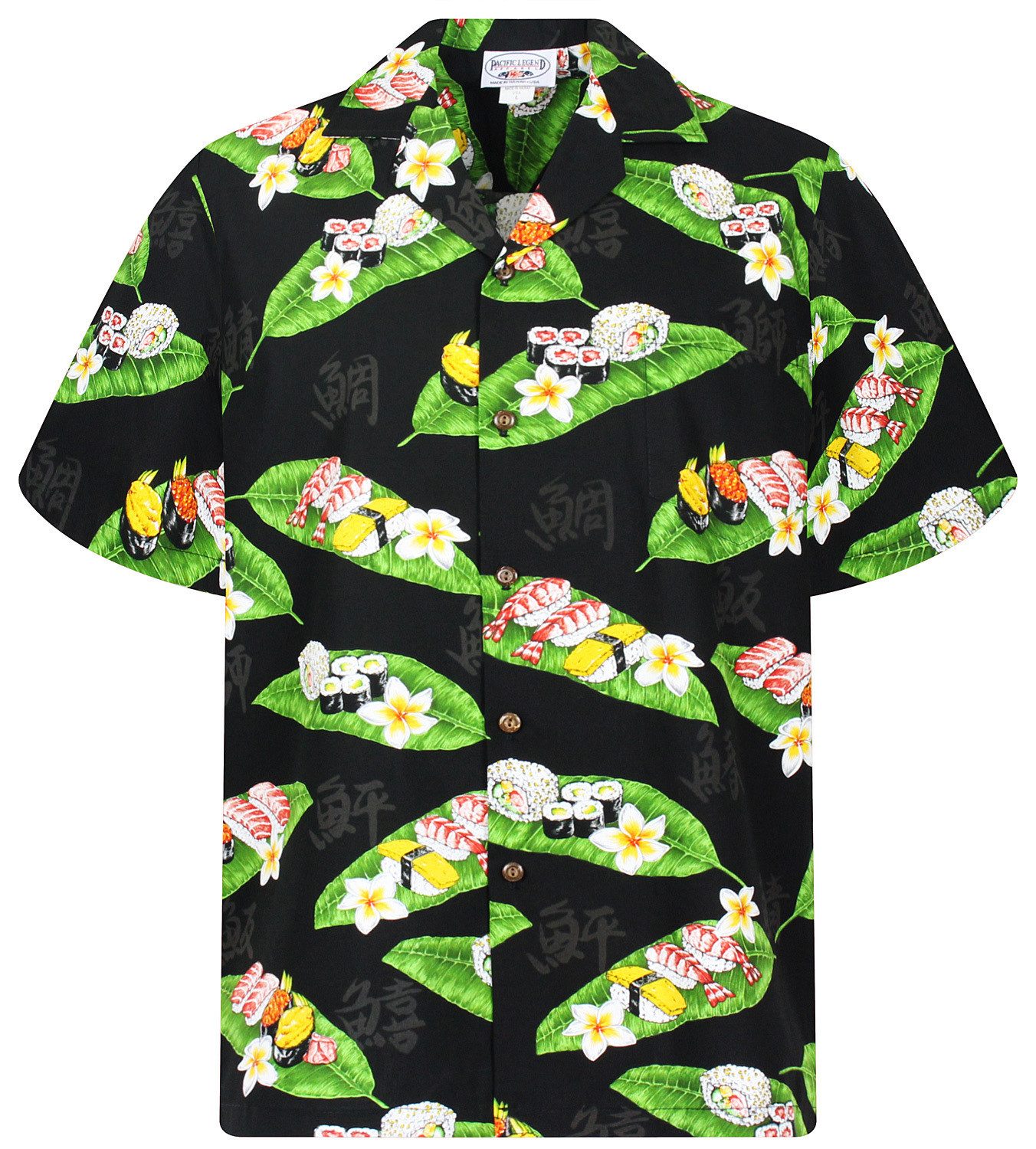 Pacific Legend Hawaiihemd Sushi Original Hawaiihemd mit 100% Kokosnuss-Knöpfen