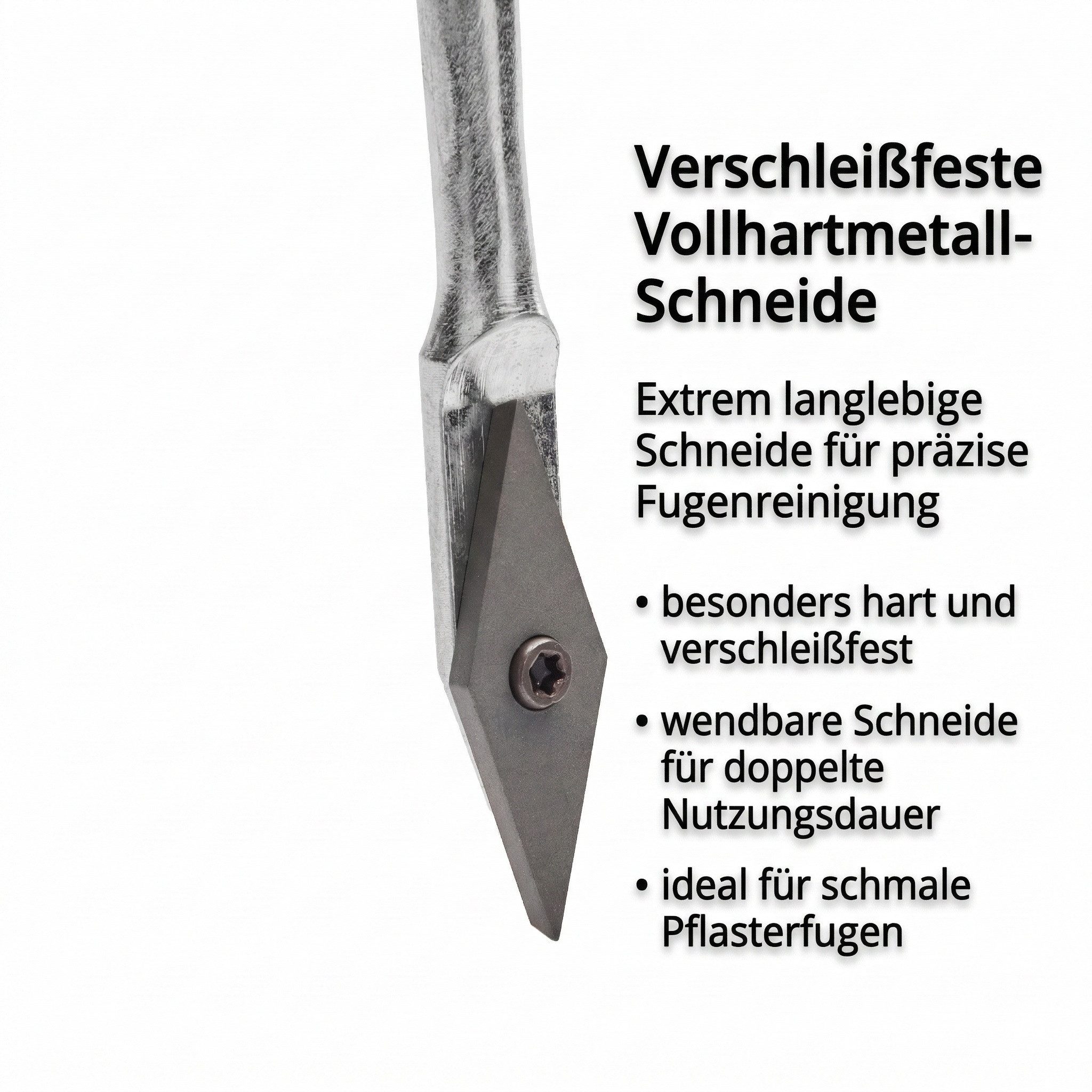 FALINGO Fugenkratzer Fugenreiniger Handgriff inkl. Teleskopstiel, (2-tlg), Schneide aus Vollhartmetall verschleißfest wendbar, kein Bücken nötig