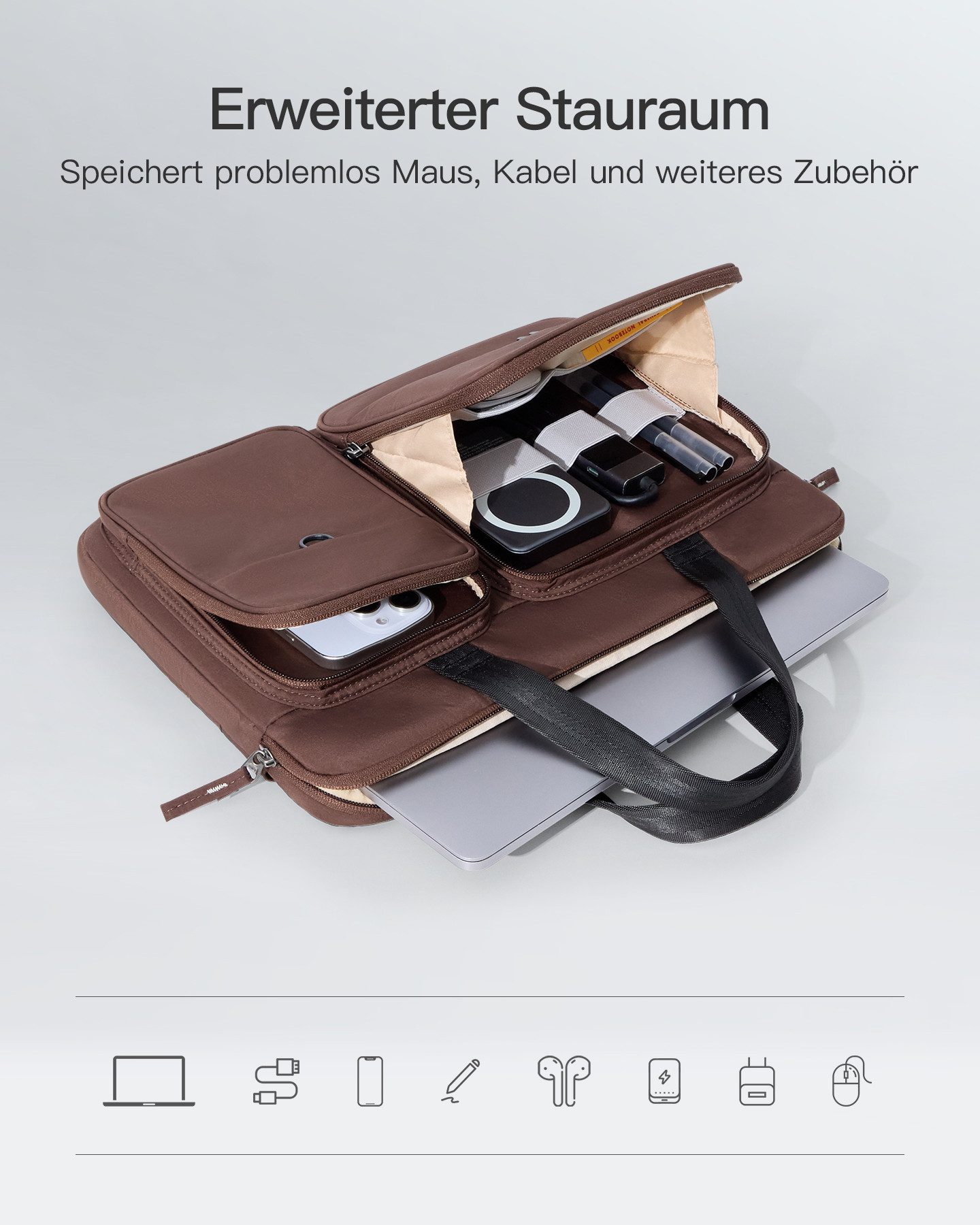 Inateck Laptoptasche 360° Rundumschutz Große Kapazität, für 13-14 Zoll Laptops, für 13-14 Zoll MacBook Pro Air M5/M4/M3 – Bild 4 von 5