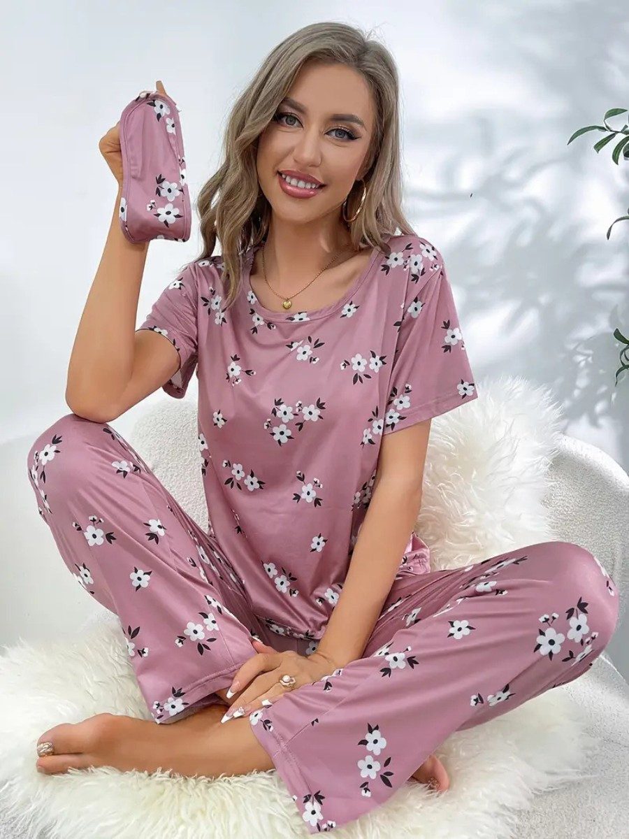 Elegant Love Pyjama Damen-Schlafanzug-Set mit Blumenmuster – Bequeme Nachtw günstig online kaufen