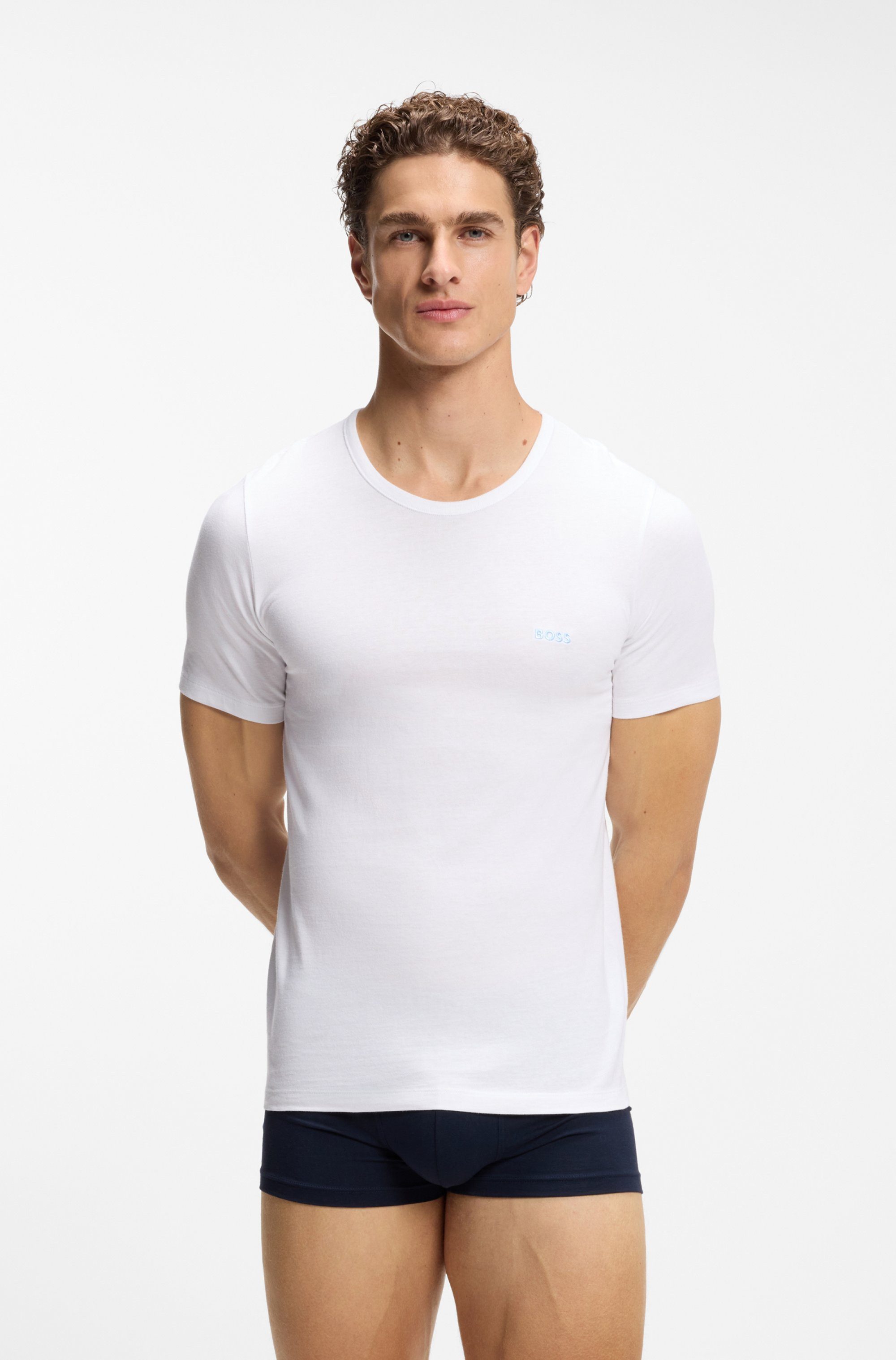 BOSS T-Shirt TShirtRN 3P Classic (Packung, 3-tlg) mit BOSS Stickerei