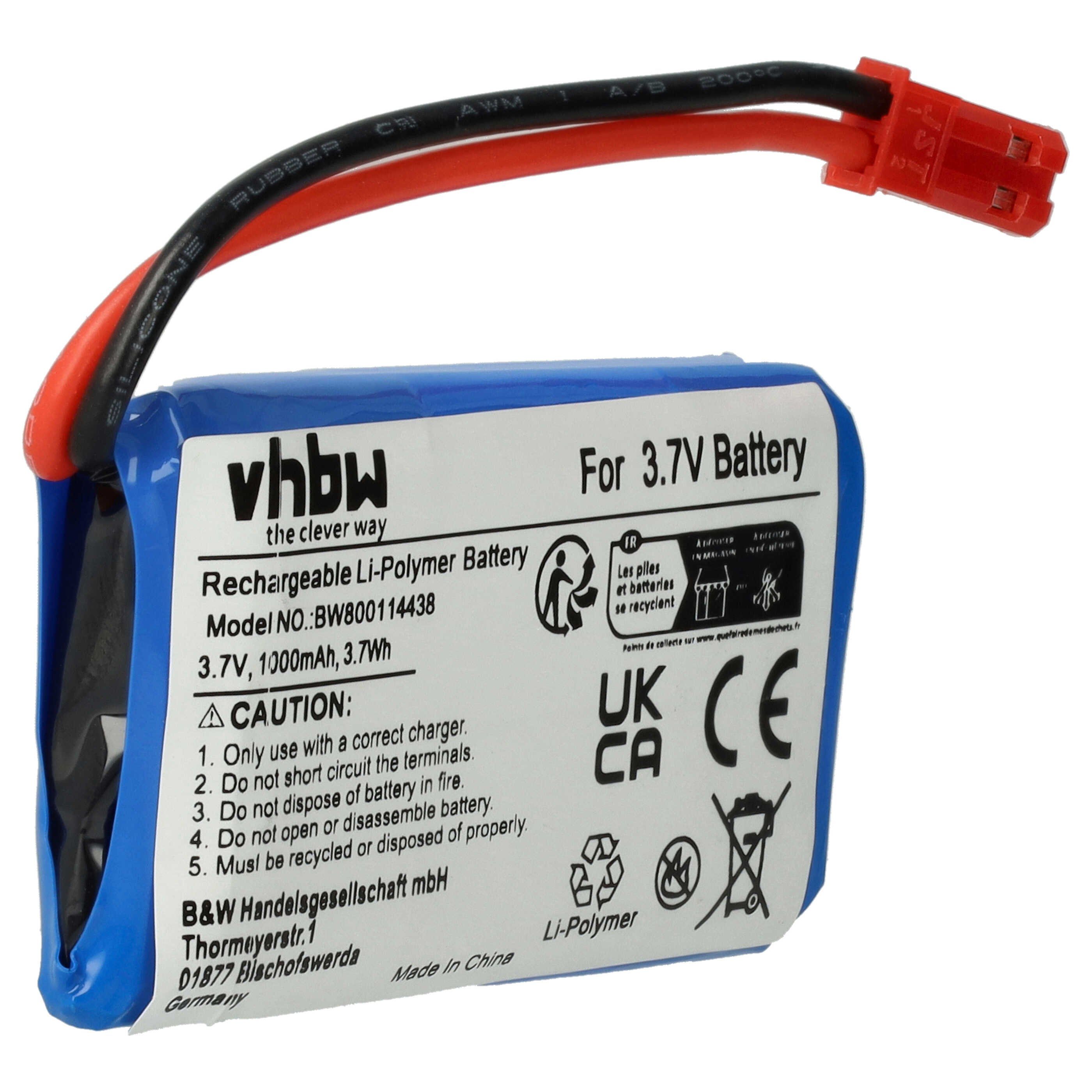 vhbw Akku passend für Quadcopter 20C Modellbau (1000 mAh, 3,7 V, Li-Ion) Drohnen-Akku Akku Li-Ion 1000 mAh (3,7 V, 1 St), Leistungsfähiger Austausch-Akku für Drohne, Wiederaufladbar, Jede