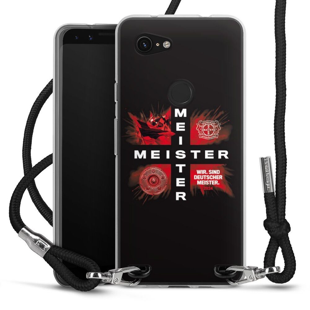 DeinDesign Handyhülle Bayer 04 Leverkusen Meister Offizielles Lizenzprodukt, Google Pixel 3a Handykette Hülle mit Band Case zum Umhängen