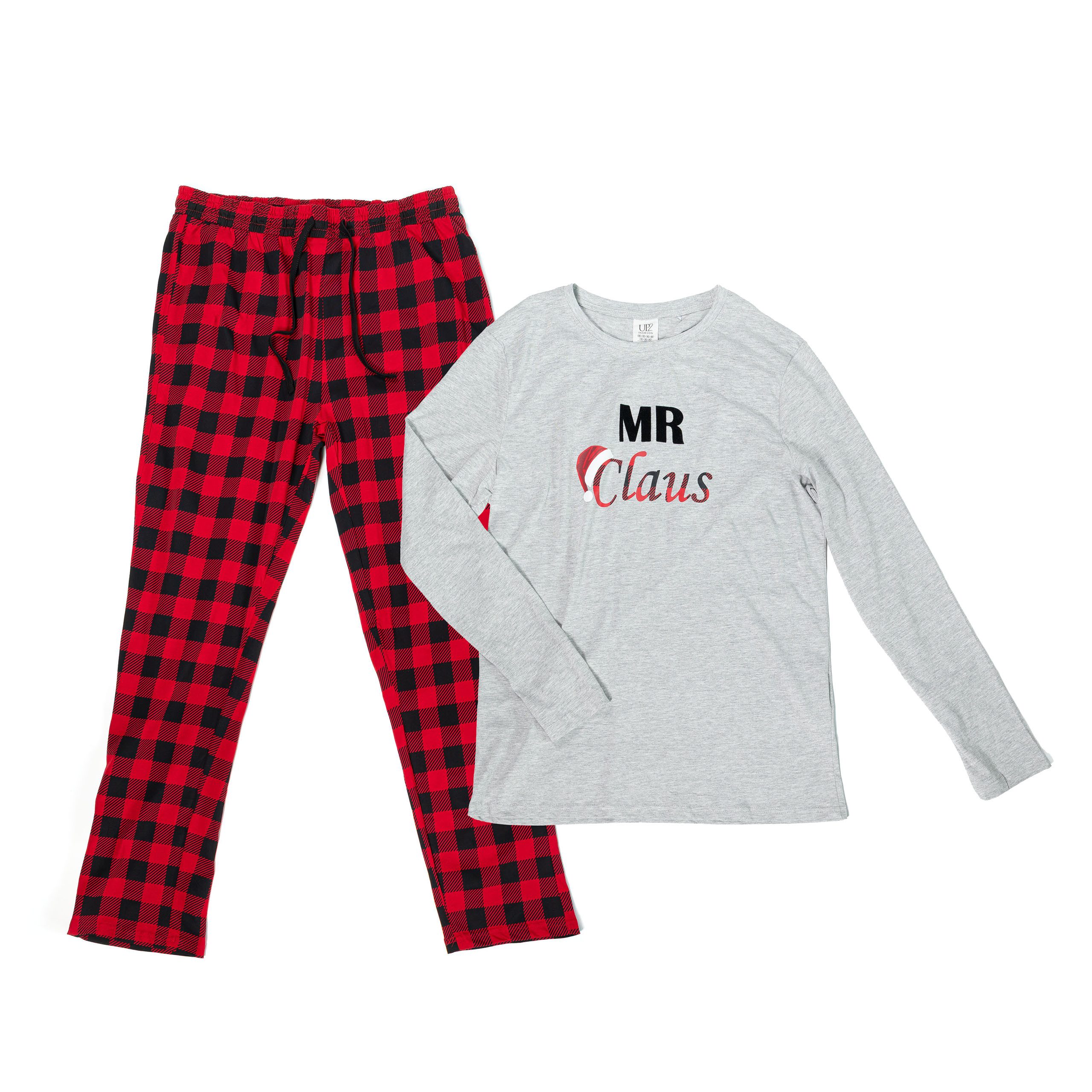 UP2FASHION MEN Pyjama Herren Flanell-Pyjama aus 100% Baumwolle, 2-teiliger Schlafanzug-Set langarm, Set besteht aus Oberteil und Hose