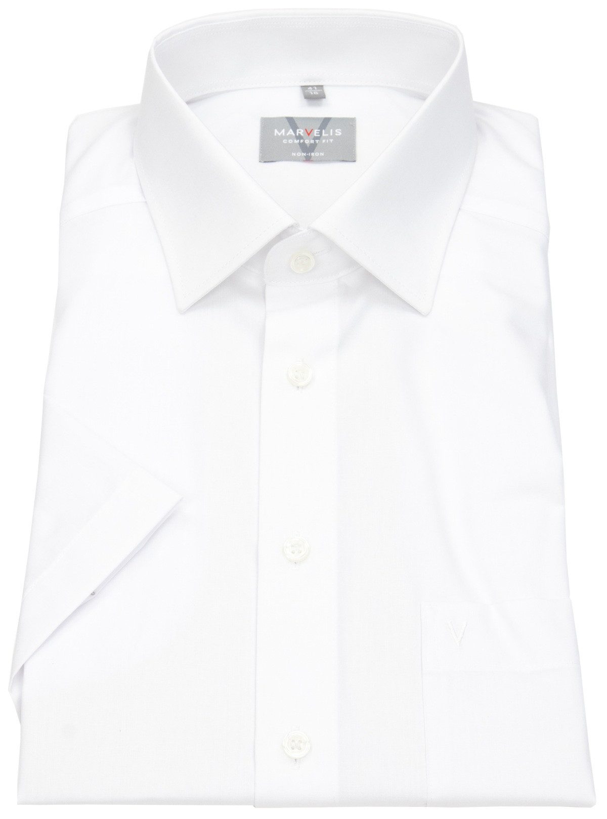 MARVELIS Kurzarmhemd Comfort Fit bügelfrei Kentkragen günstig online kaufen