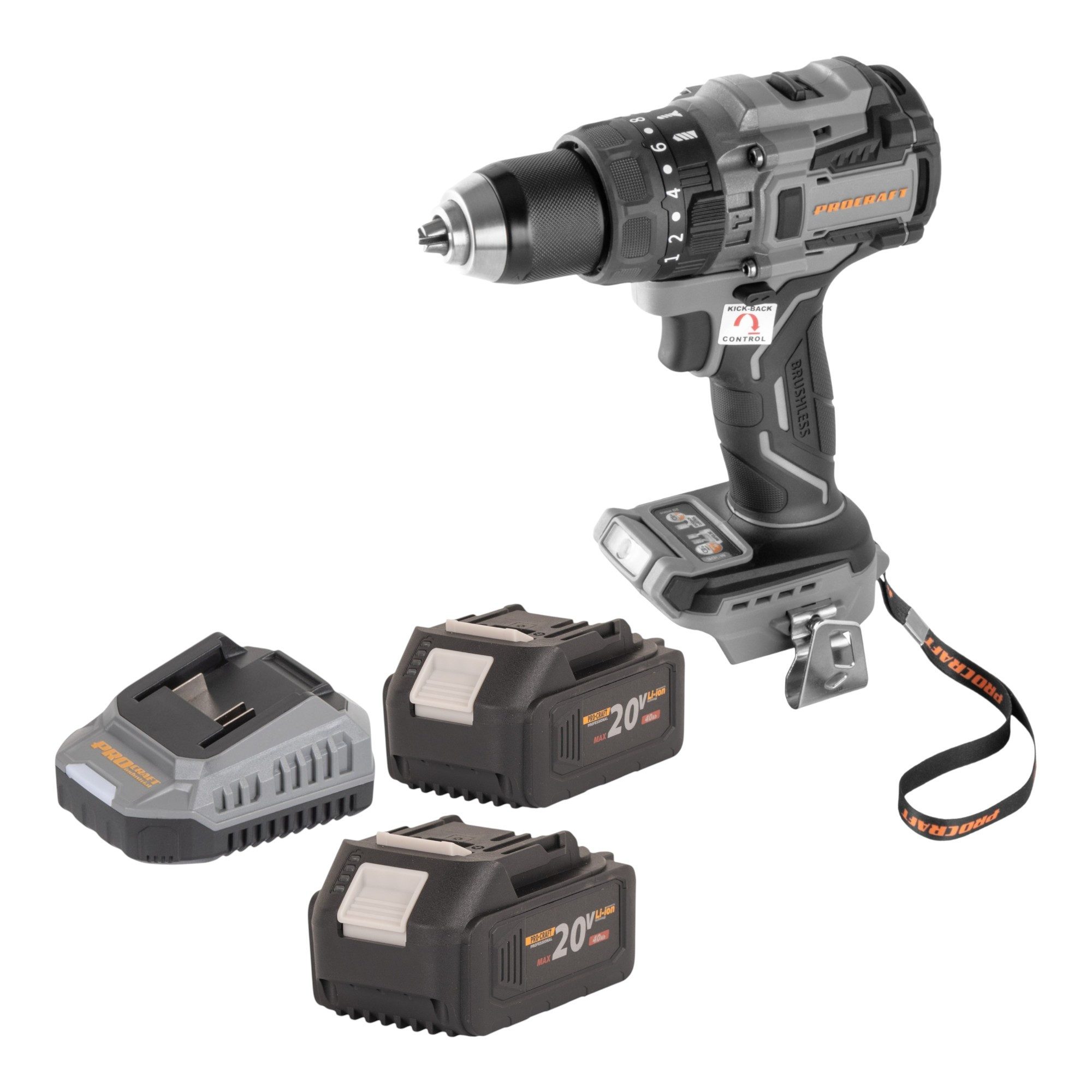 PROCRAFT industrial Akku-Schrauber CD20B-BB 20 V 150 Nm Brushless + 2x Akku 4,0 Ah + Ladegerät