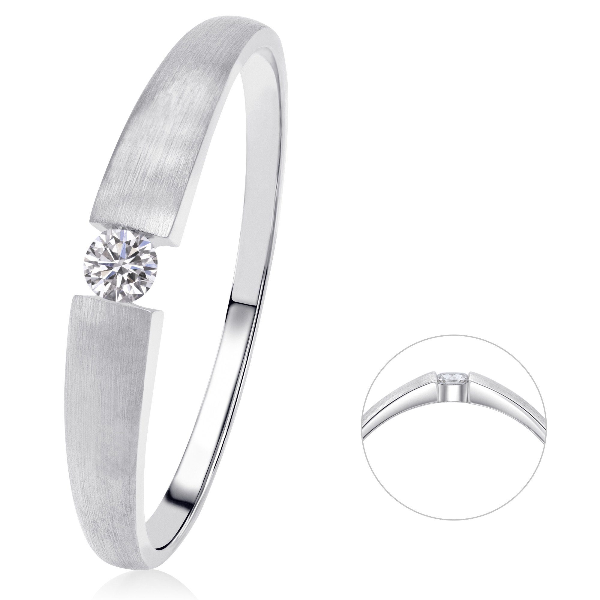 Diamantring 0,05 ct Diamant Brillant Ring aus 585 Weißgold