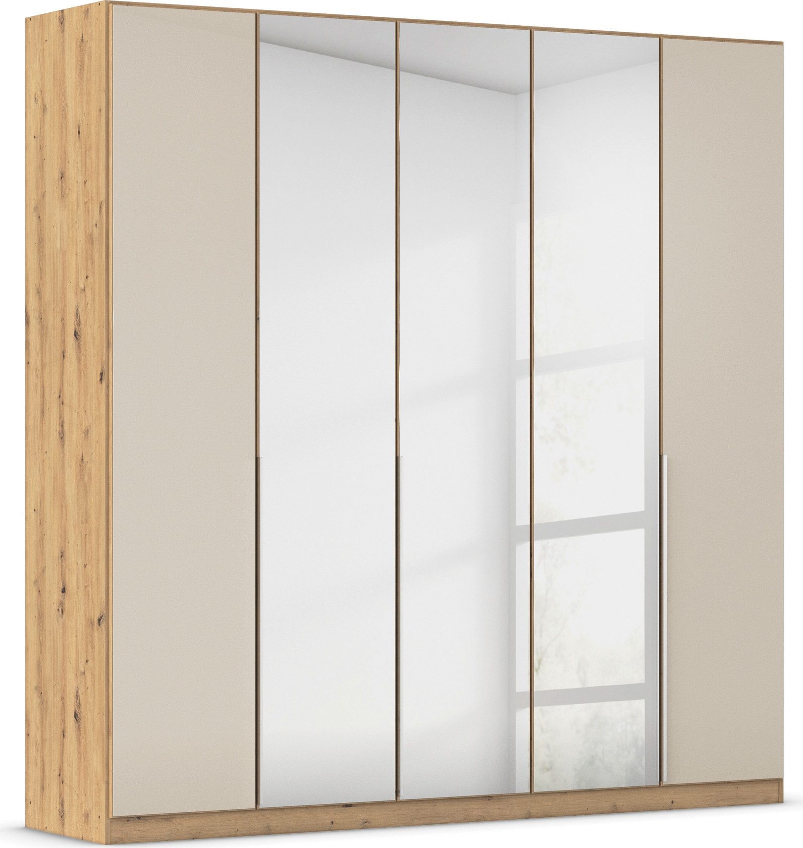OTTO home Drehtürenschrank Kleiderschrank Kleiderschränke Schrank Garderobe AGORDO mit Glasfront (in zwei Griff-Farben, Breiten 91-405 cm) durchdachte Innenausstattung, in 8 Breiten und 2 Höhen MADE IN GERMANY