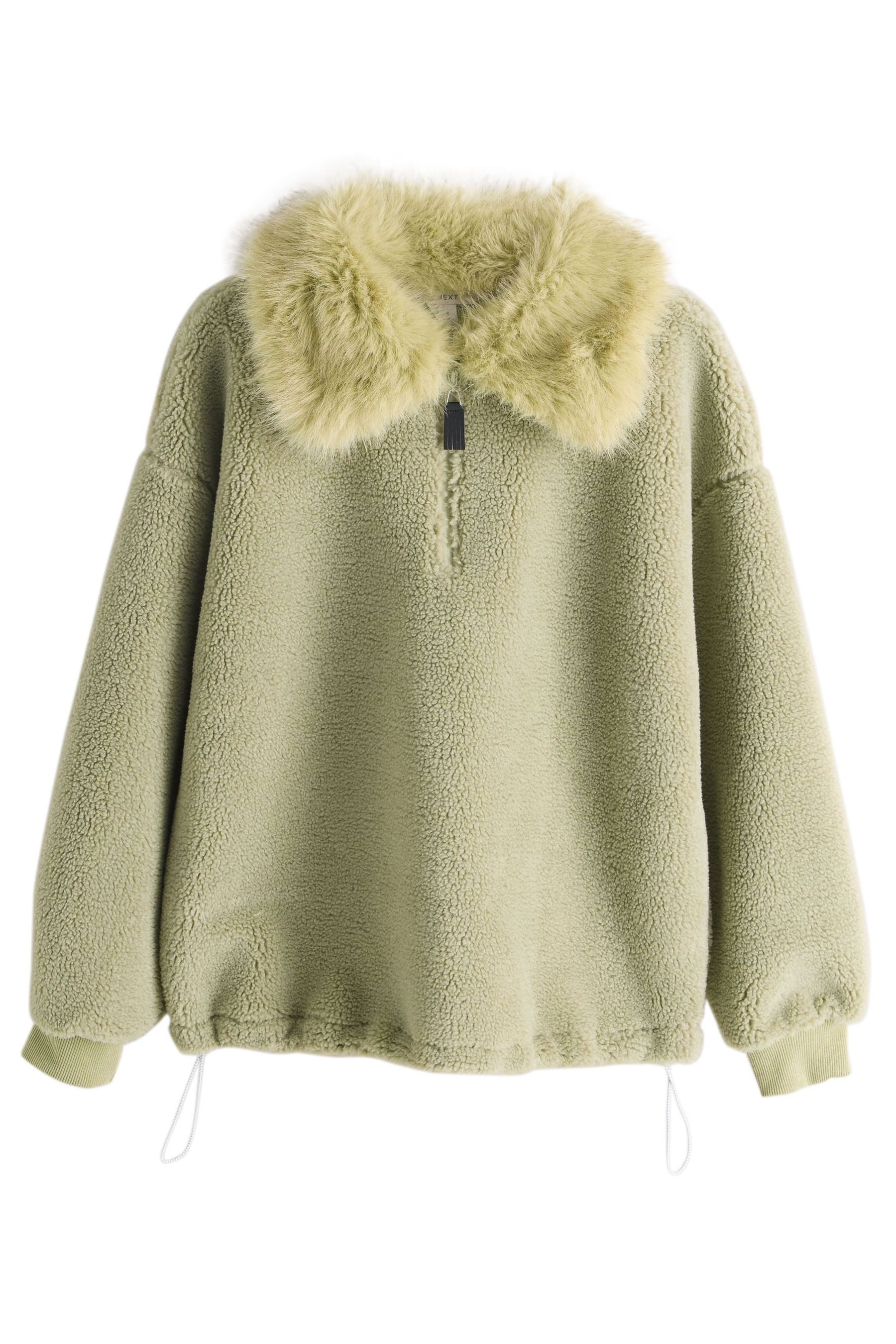 Next Fleecepullover Borg-Fleece mit 1/4-RV und Kunstfell-Kragen (1-tlg)
