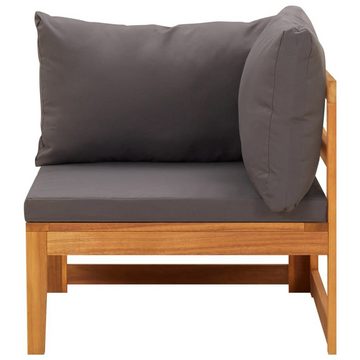 vidaXL Loungesofa Ecksofa mit Dunkelgrauen Kissen Massivholz Akazie, 1 Teile